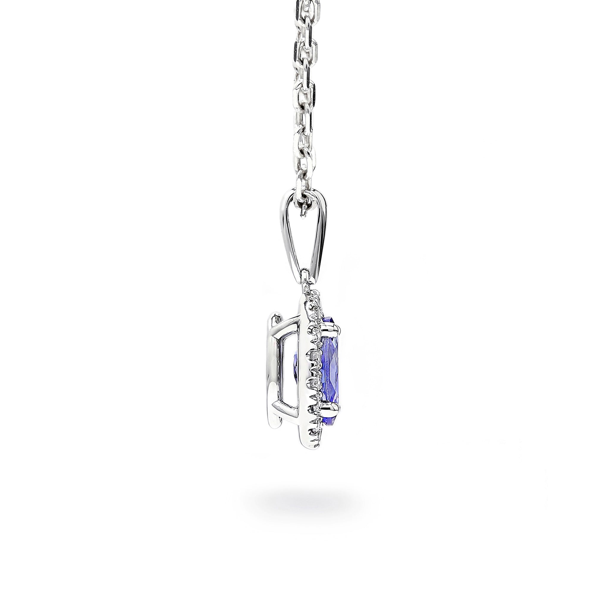 Tanzanite and Diamond Pendant - Side View - Shimansky