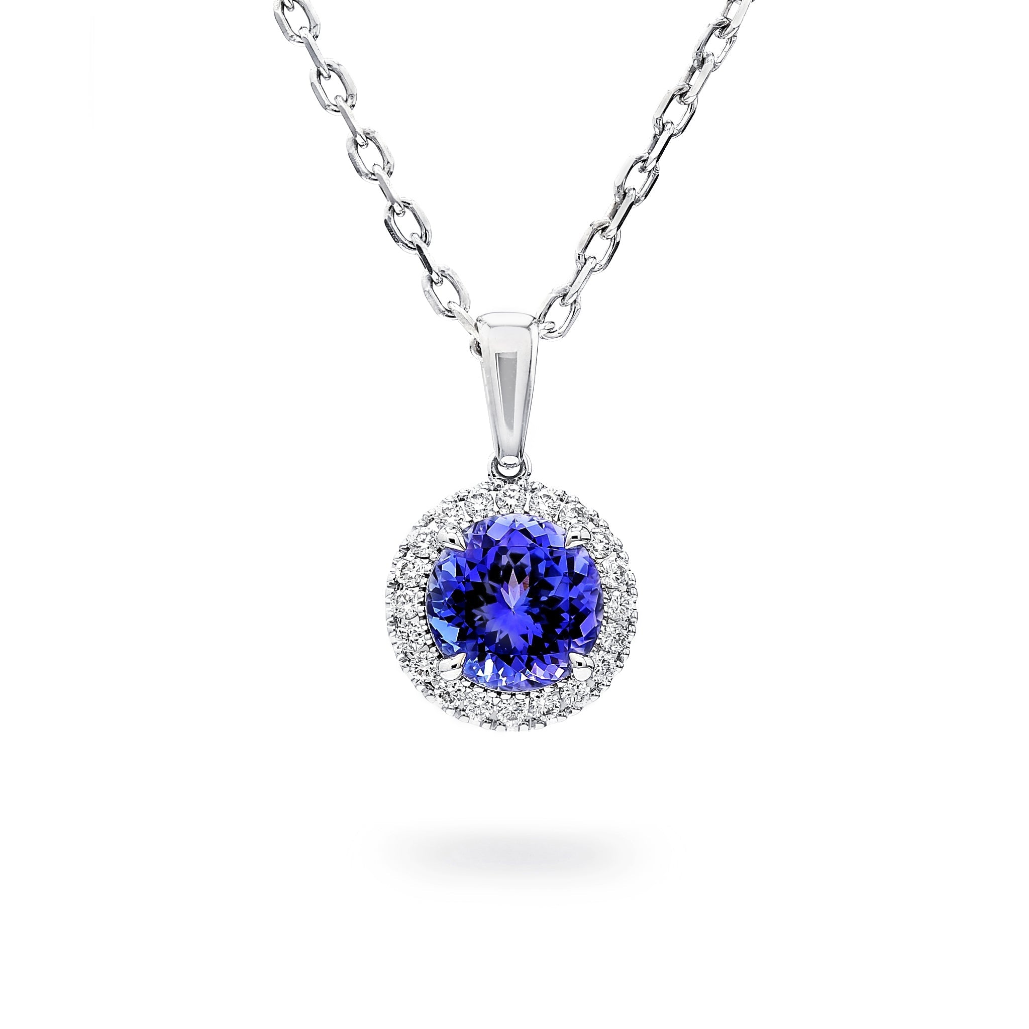 Tanzanite and Diamond Pendant - Front View - Shimansky