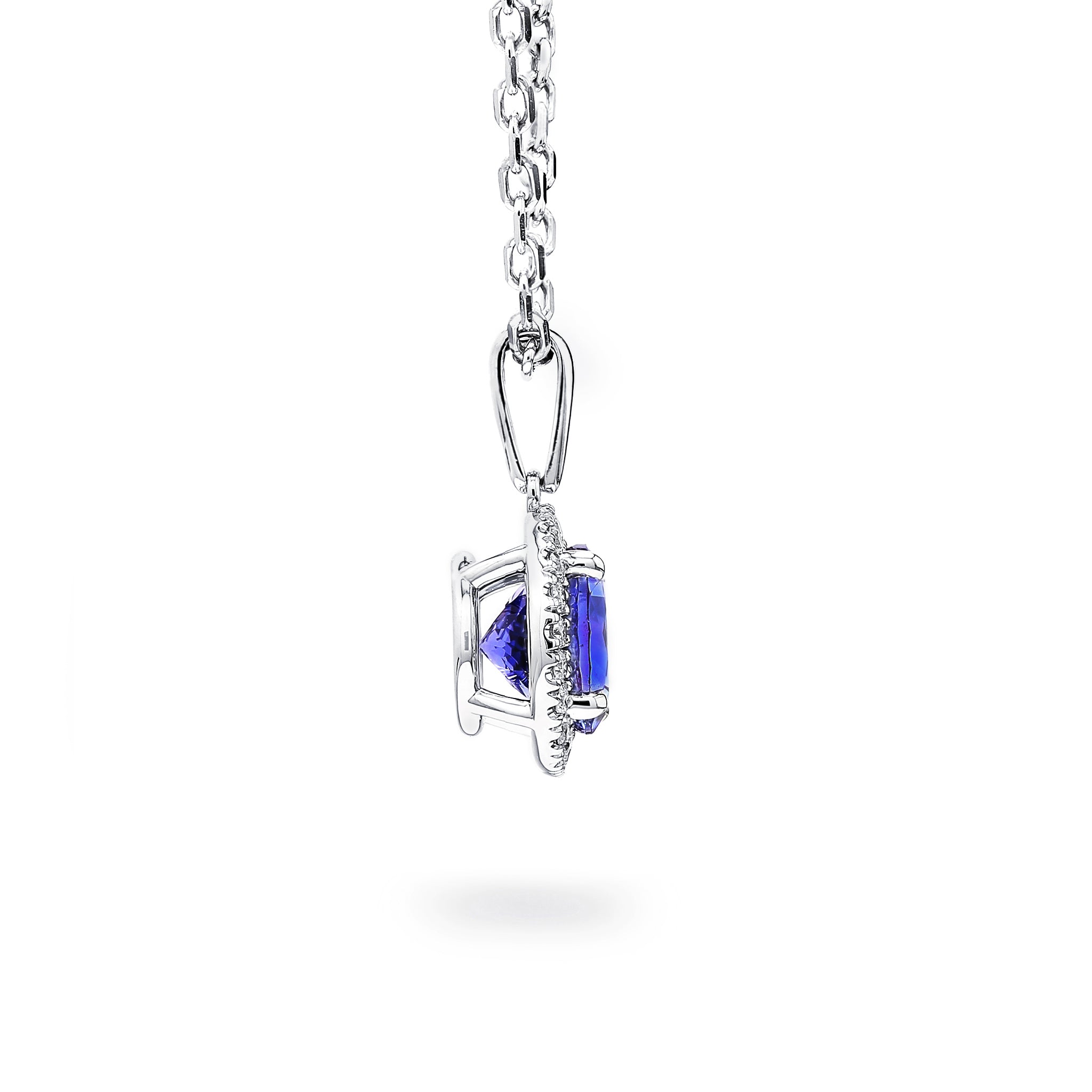 Tanzanite and Diamond Pendant - Side View - Shimansky