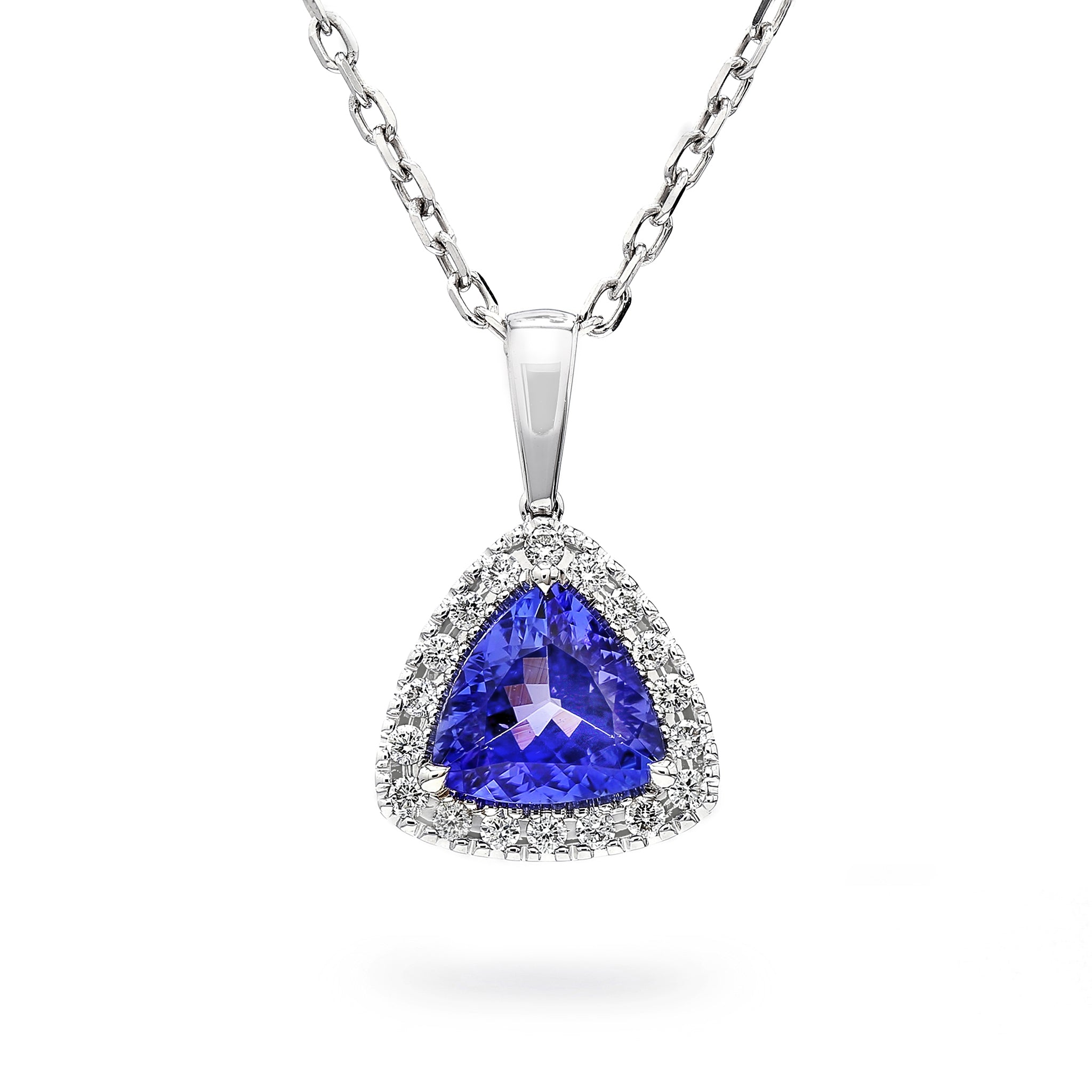 Tanzanite and Diamond Pendant - Front View - Shimansky