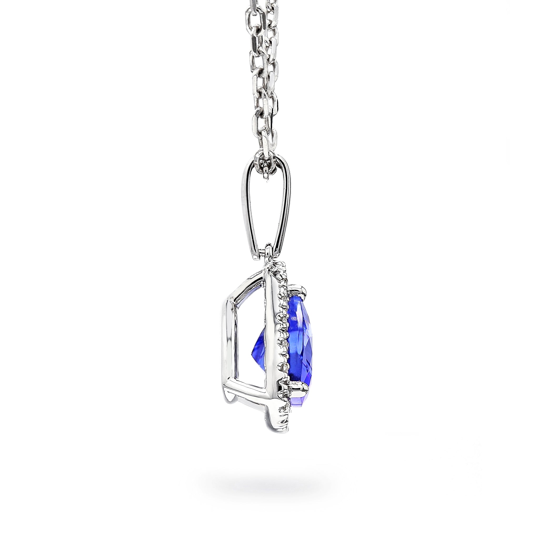Tanzanite and Diamond Pendant - Side View - Shimansky