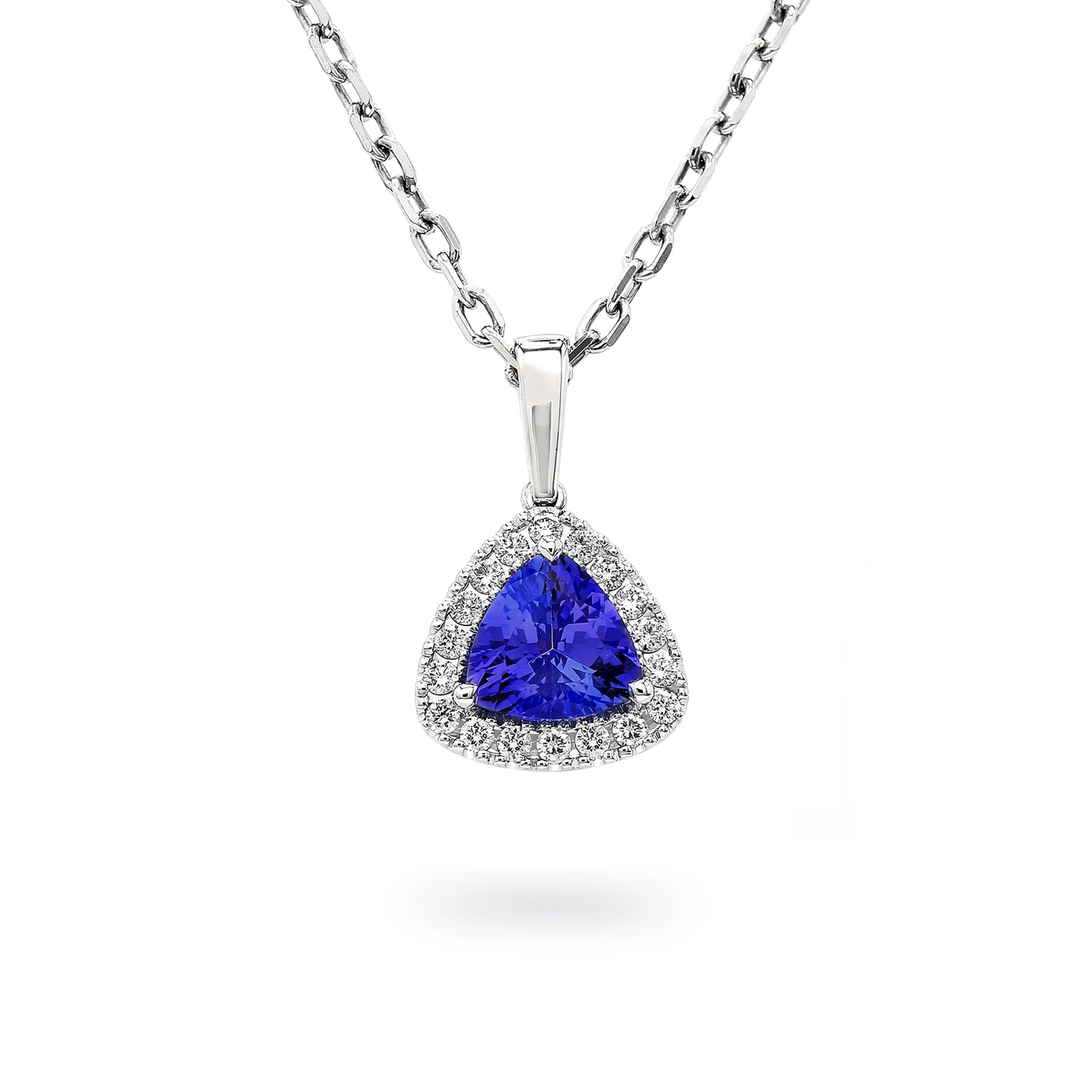 Tanzanite and Diamond Pendant - Front View - Shimansky