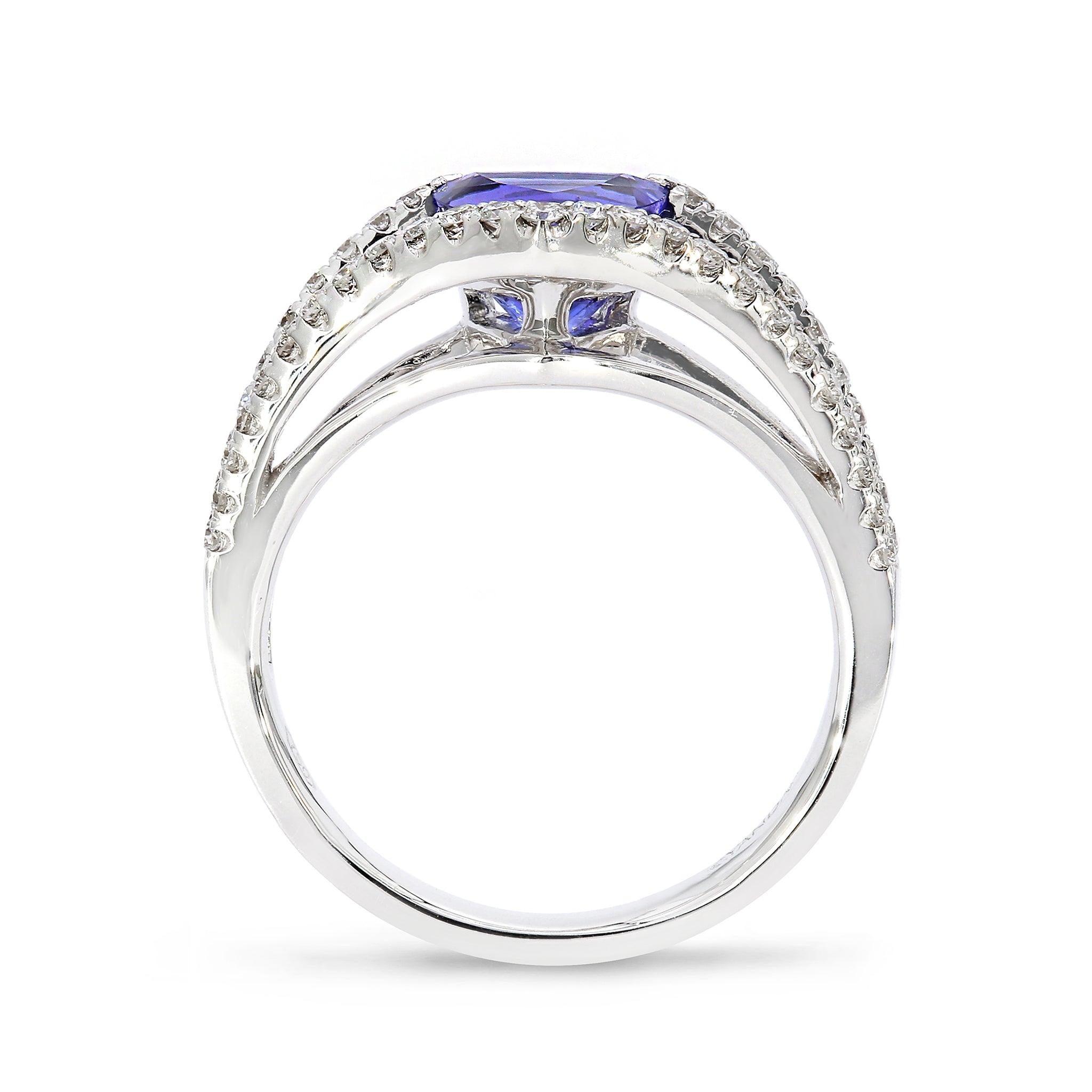 SHIMANSKY.CO.ZA - Tanzanite and Diamond Split Shank Ring - 18K White Gold - Side View