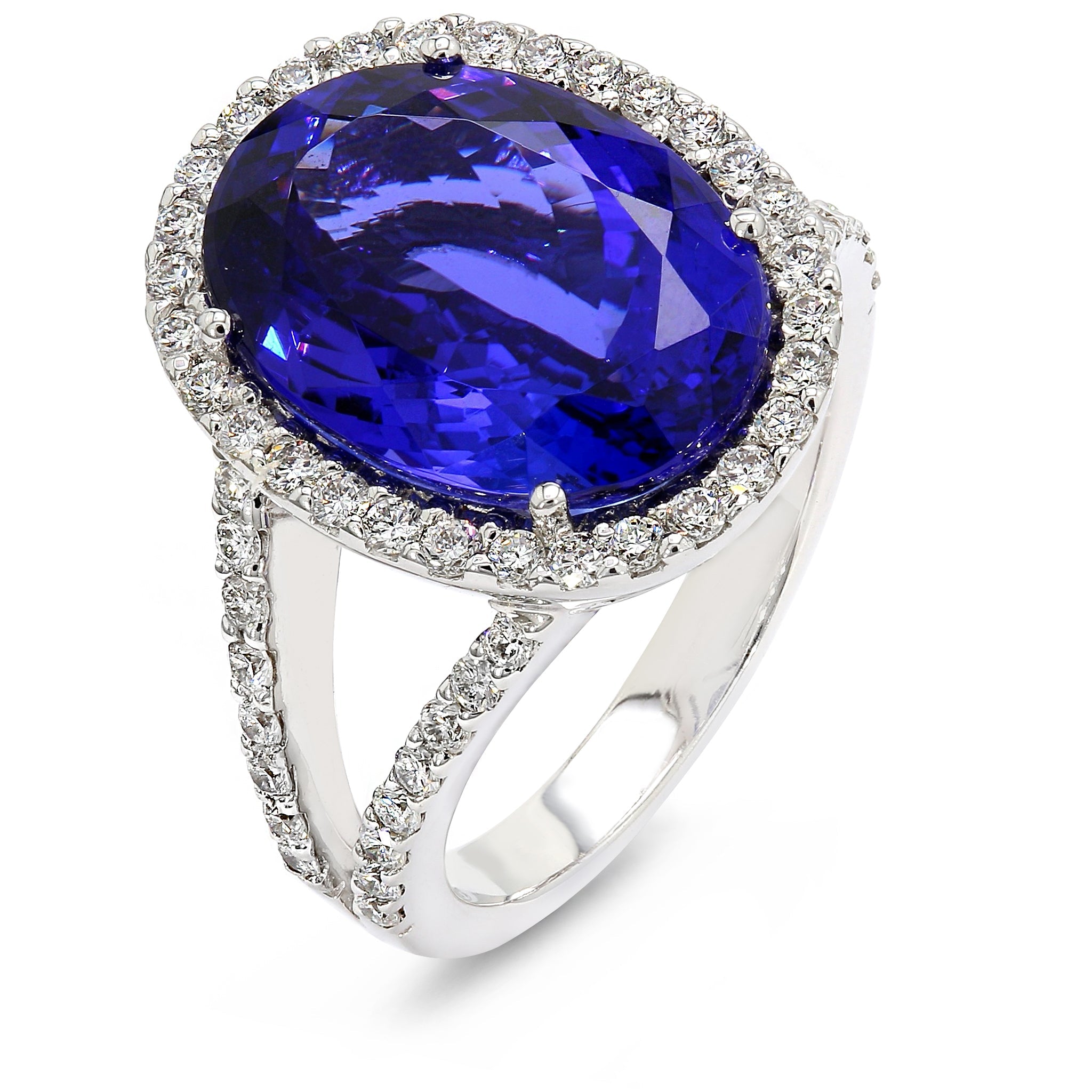 Tanzanite and Diamond Halo Ring