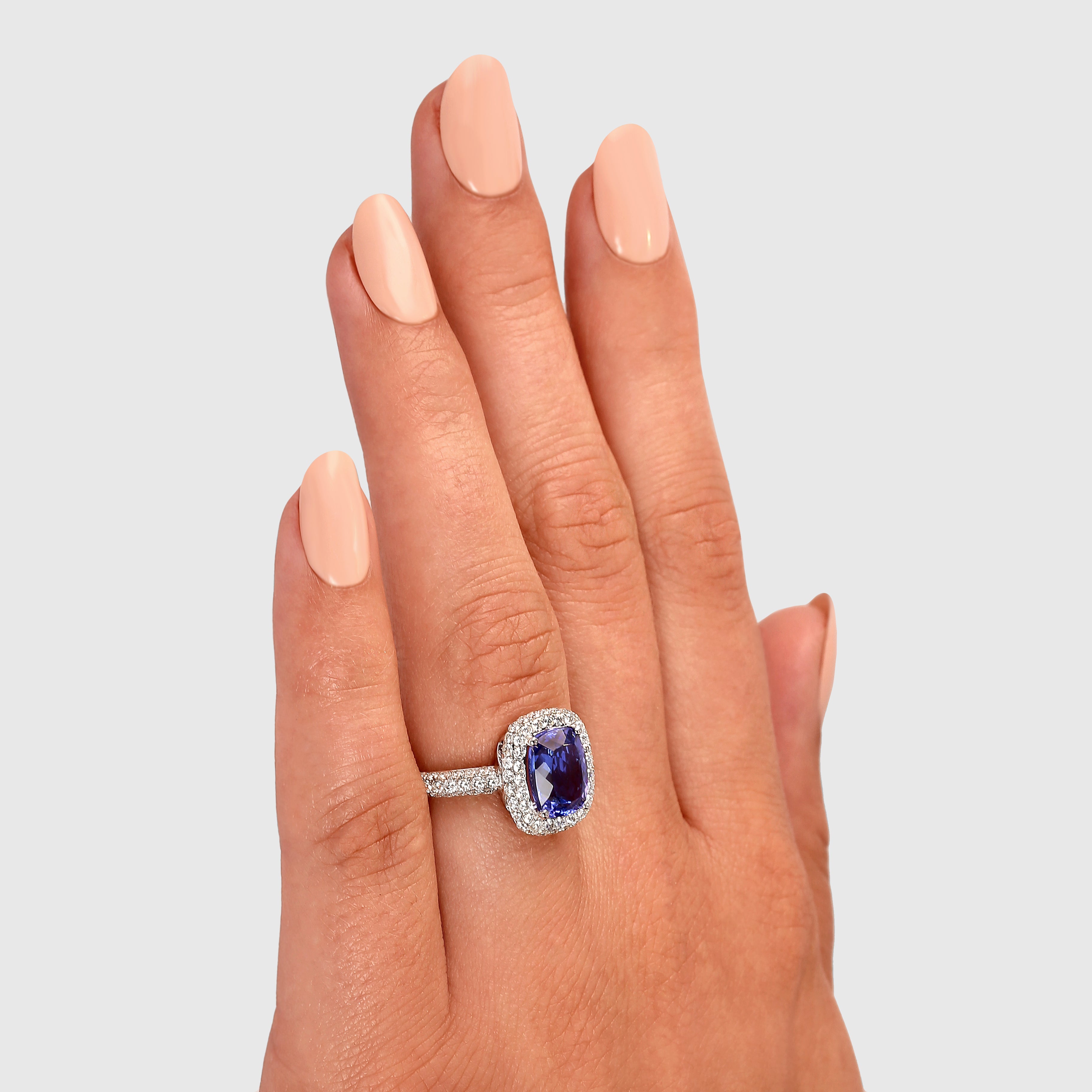 SHIMANSKY.CO.ZA - Tanzanite and Diamond Halo Ring - 18K White Gold - Model View