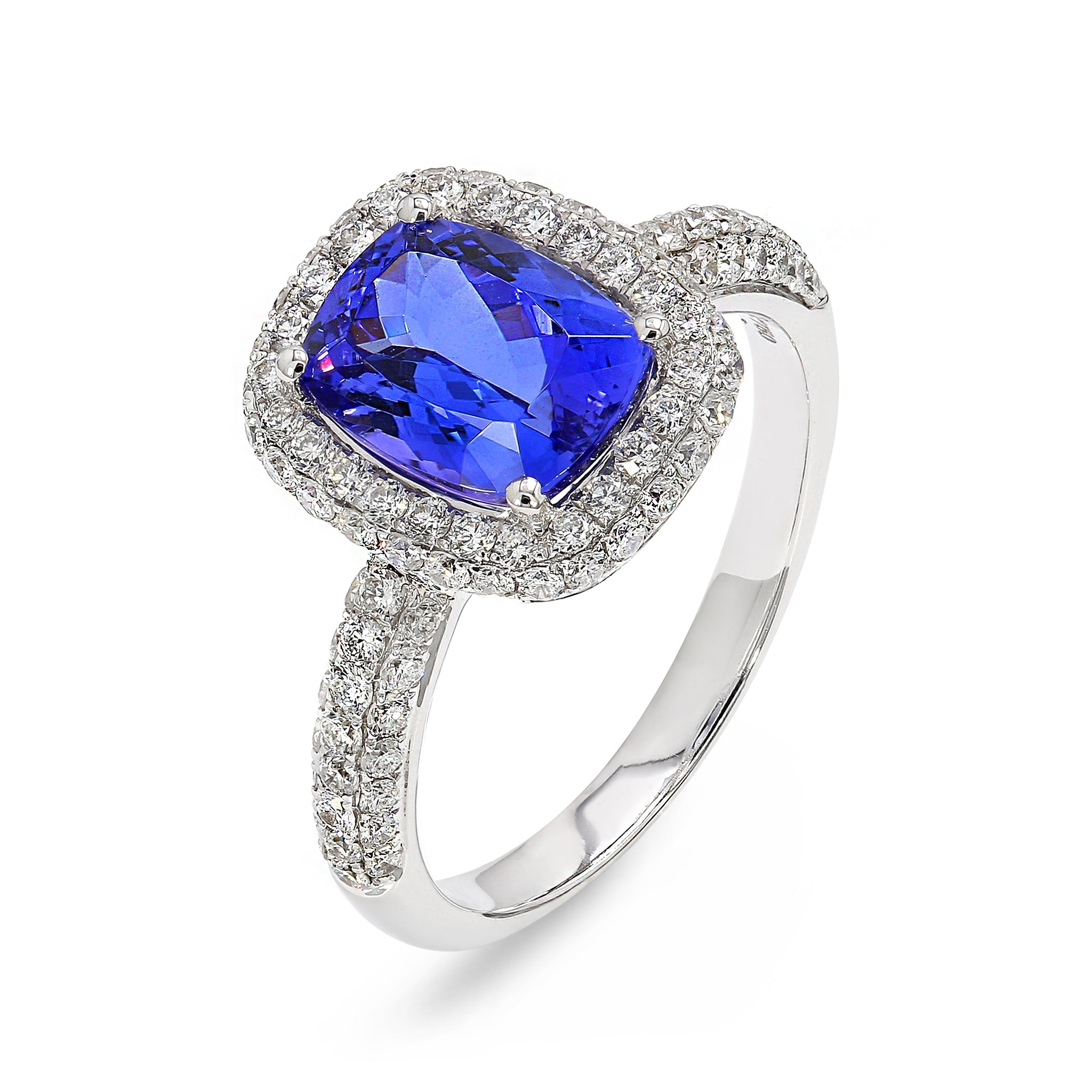 SHIMANSKY.CO.ZA - Tanzanite and Diamond Halo Ring - 18K White Gold - 3D View