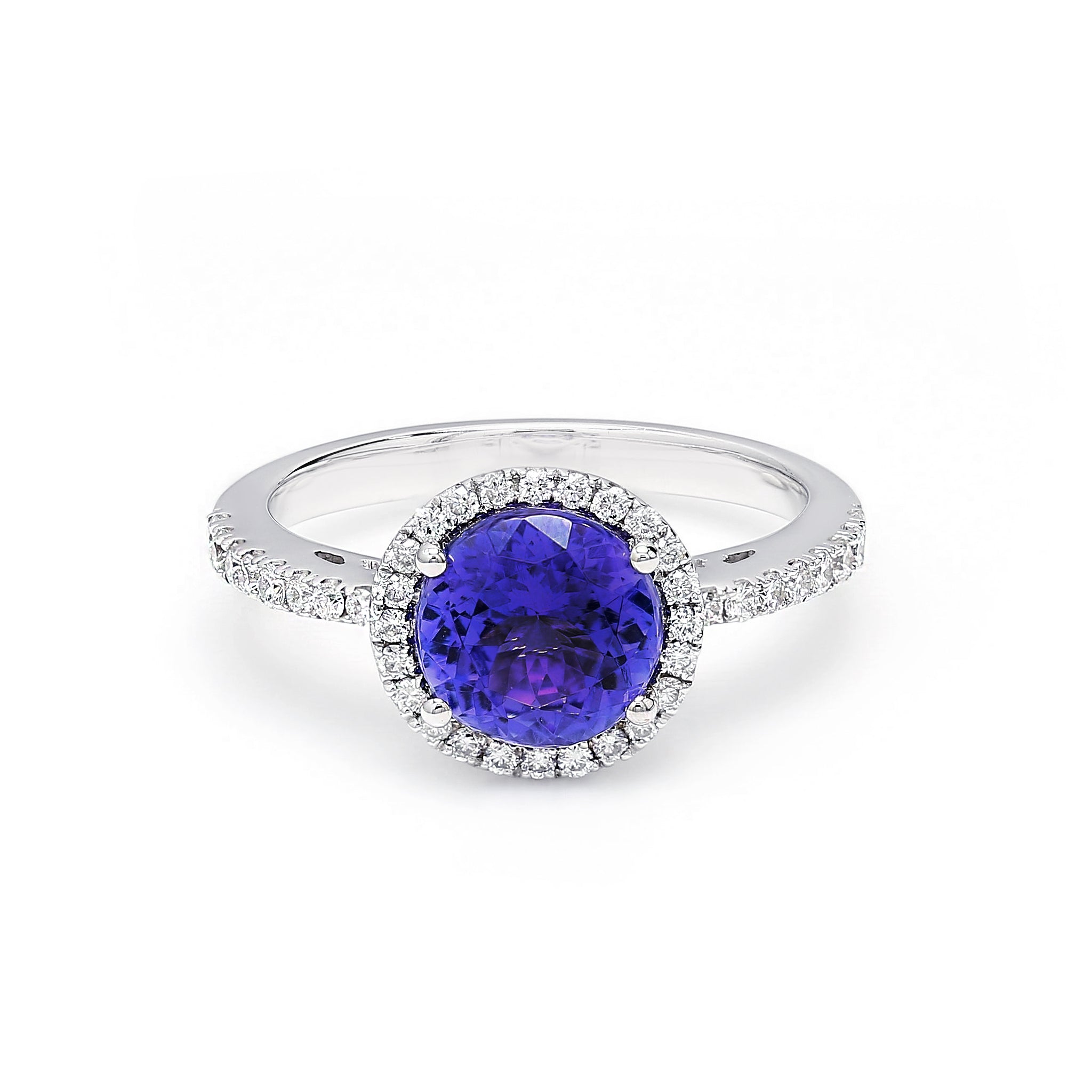 SHIMANSKY.CO.ZA -  Tanzanite and Diamond Halo Ring - 18K White Gold - Front View