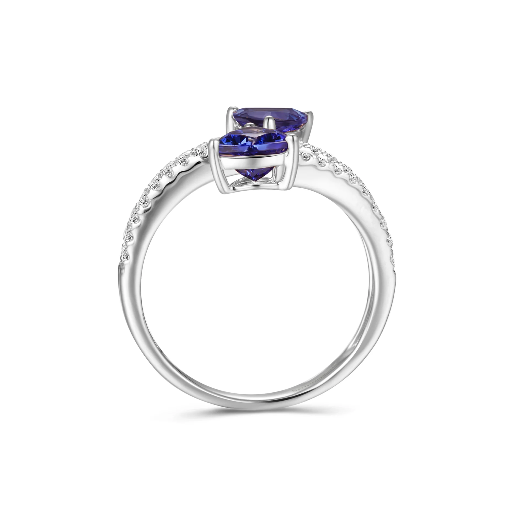 Shimansky 1.2 TCW Tanzanite Microset Overlap Ring 14K White Gold Side View #Metal_White Gold