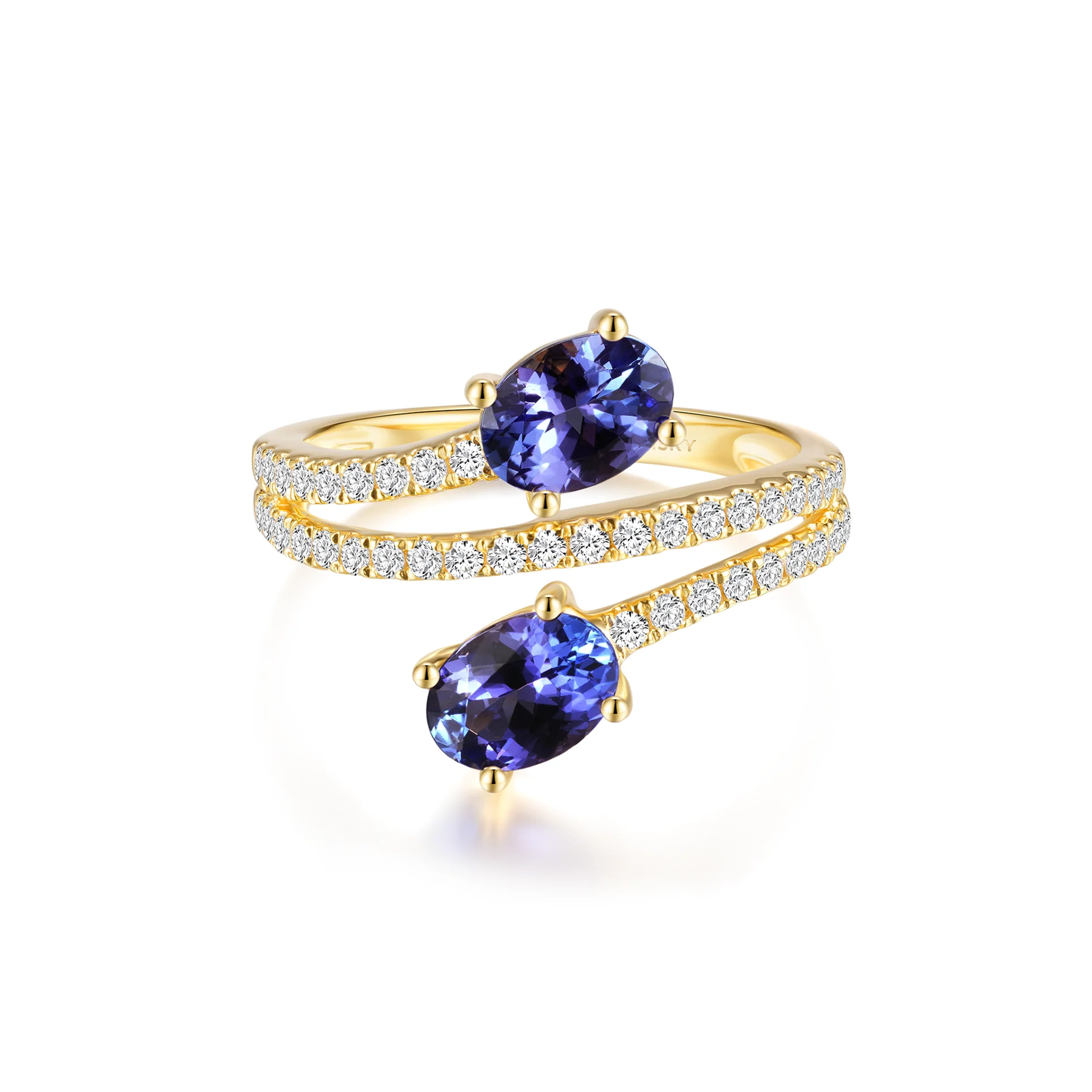 Shimansky 1.5 TCW Tanzanite Microset Overlap Ring 14K Yellow Gold Front View #Metal_Yellow Gold