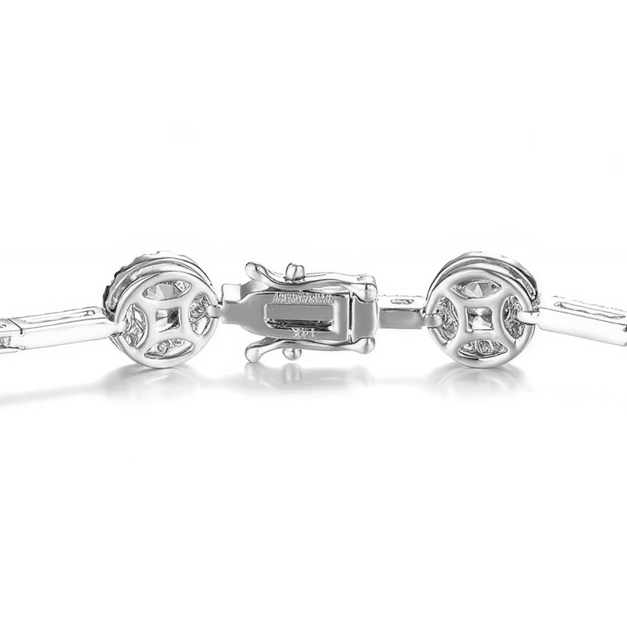 Shimansky 3.9 TCW Tanzanite Round Halo Dress Bracelet 14K White Gold Clasp View #Metal_White Gold