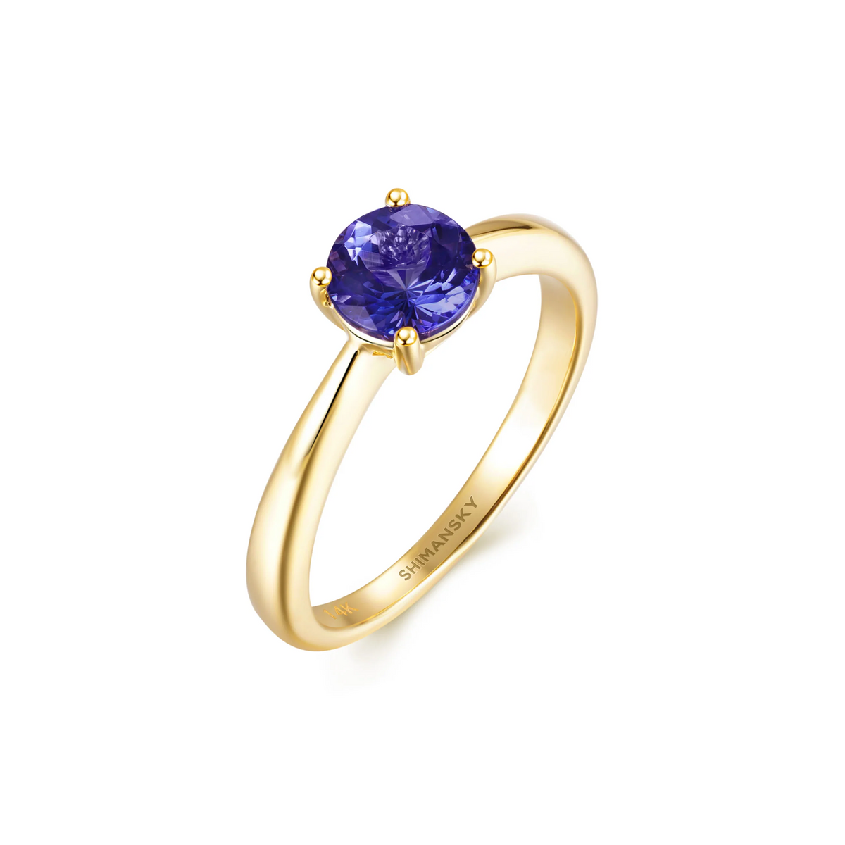 Shimansky 0.8ct Tanzanite Round Solitaire Ring in 14K Gold 3D View #card-first