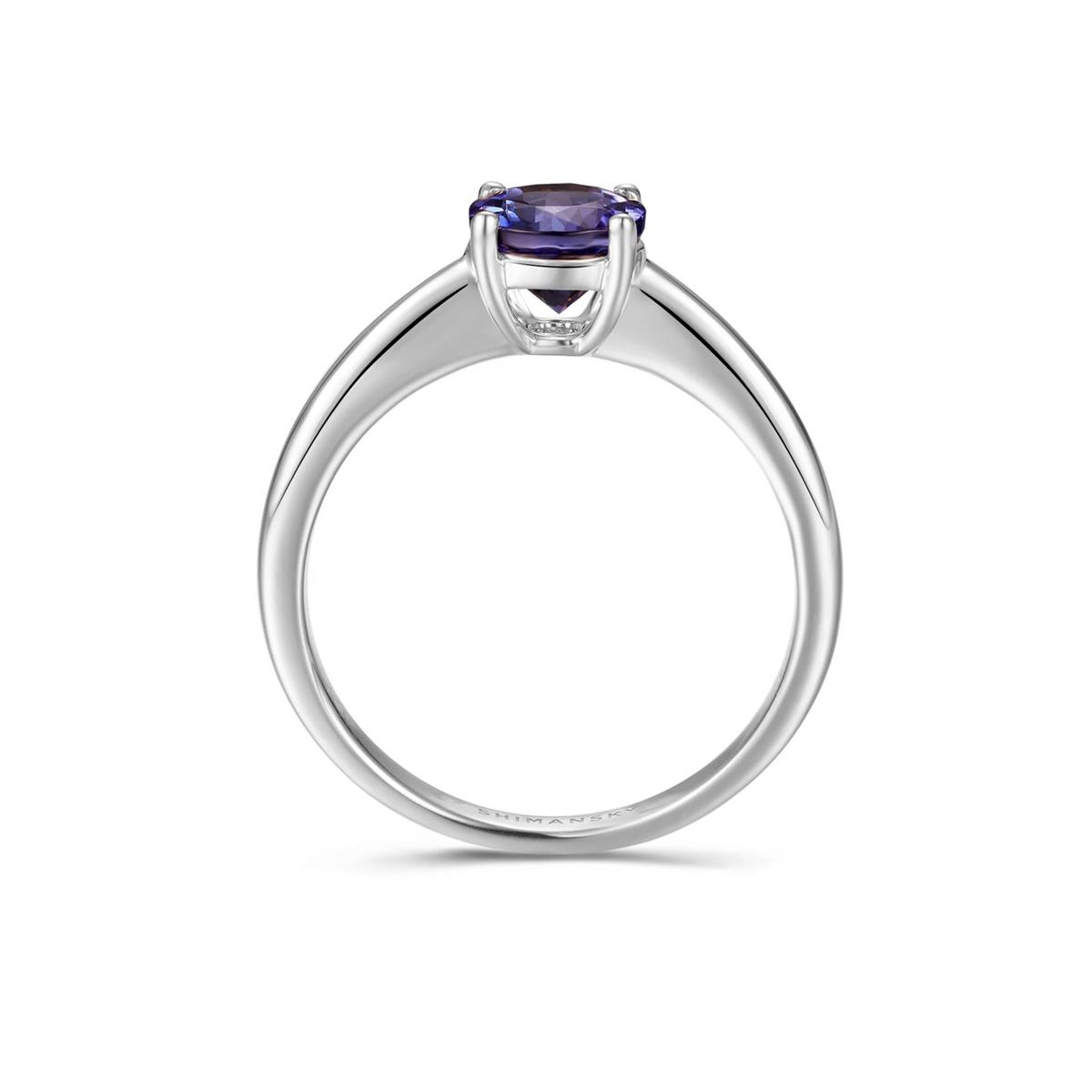 Shimansky 0.9ct Tanzanite Round Solitaire Ring in 14K White Gold Side View