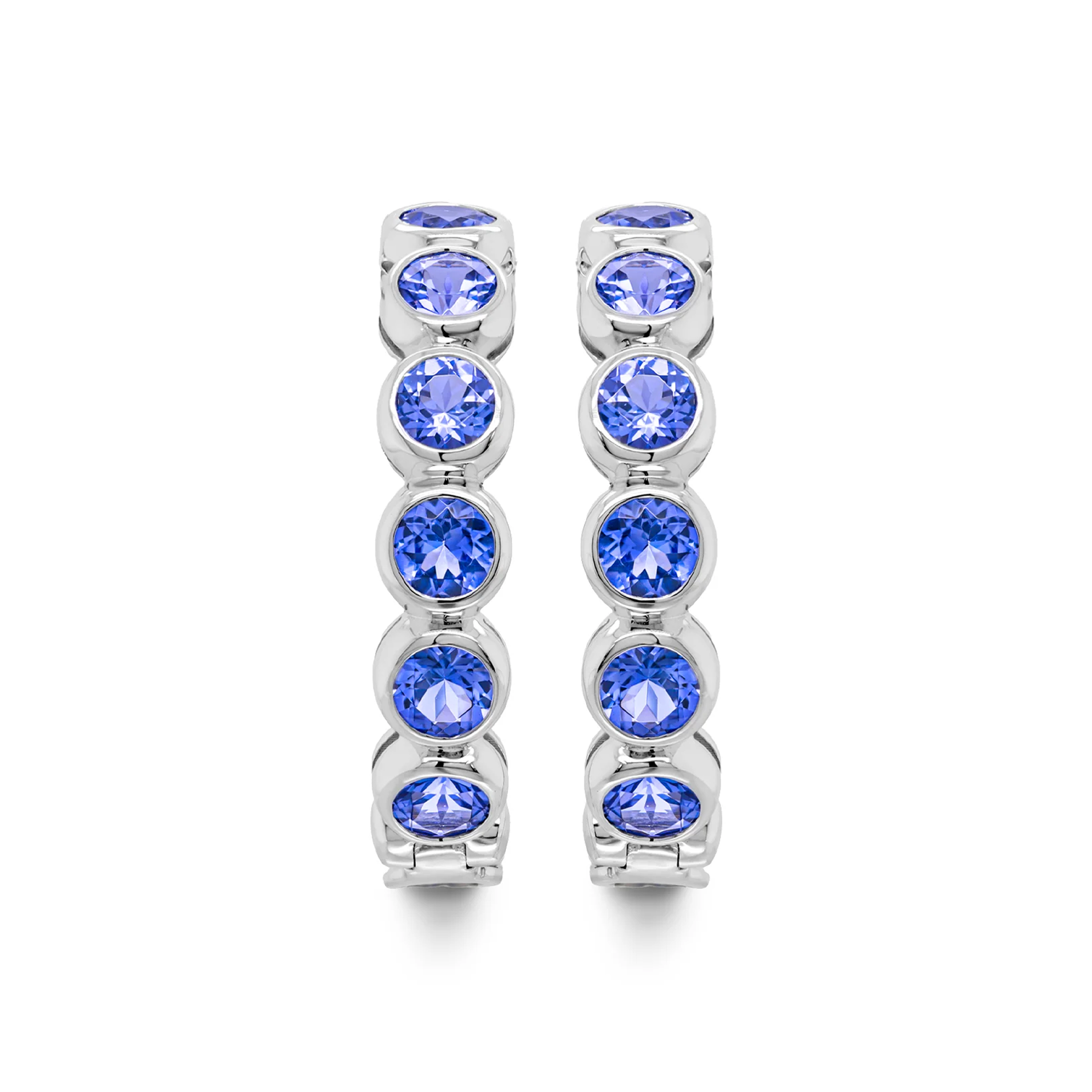 Shimansky 4 TCW Tanzanite Hoop Earrings in 14K White Gold Front View #Metal_White Gold