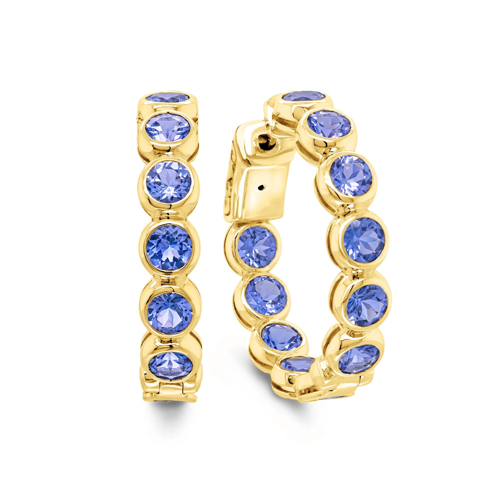 Shimansky 4 TCW Tanzanite Hoop Earrings in 14K White Gold 3D View #Metal_Yellow Gold