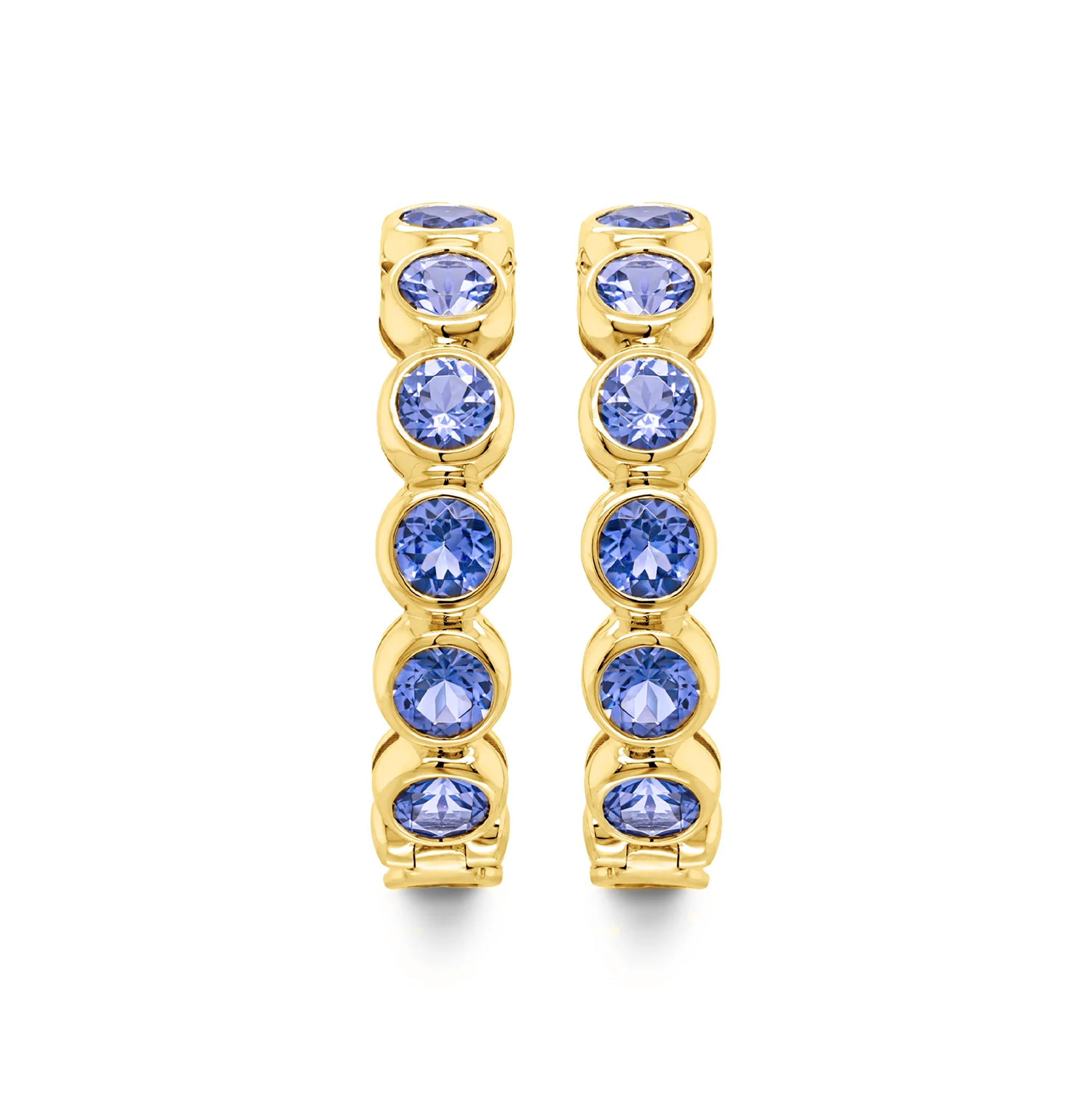 Shimansky 4 TCW Tanzanite Hoop Earrings in 14K White Gold Front View #Metal_Yellow Gold