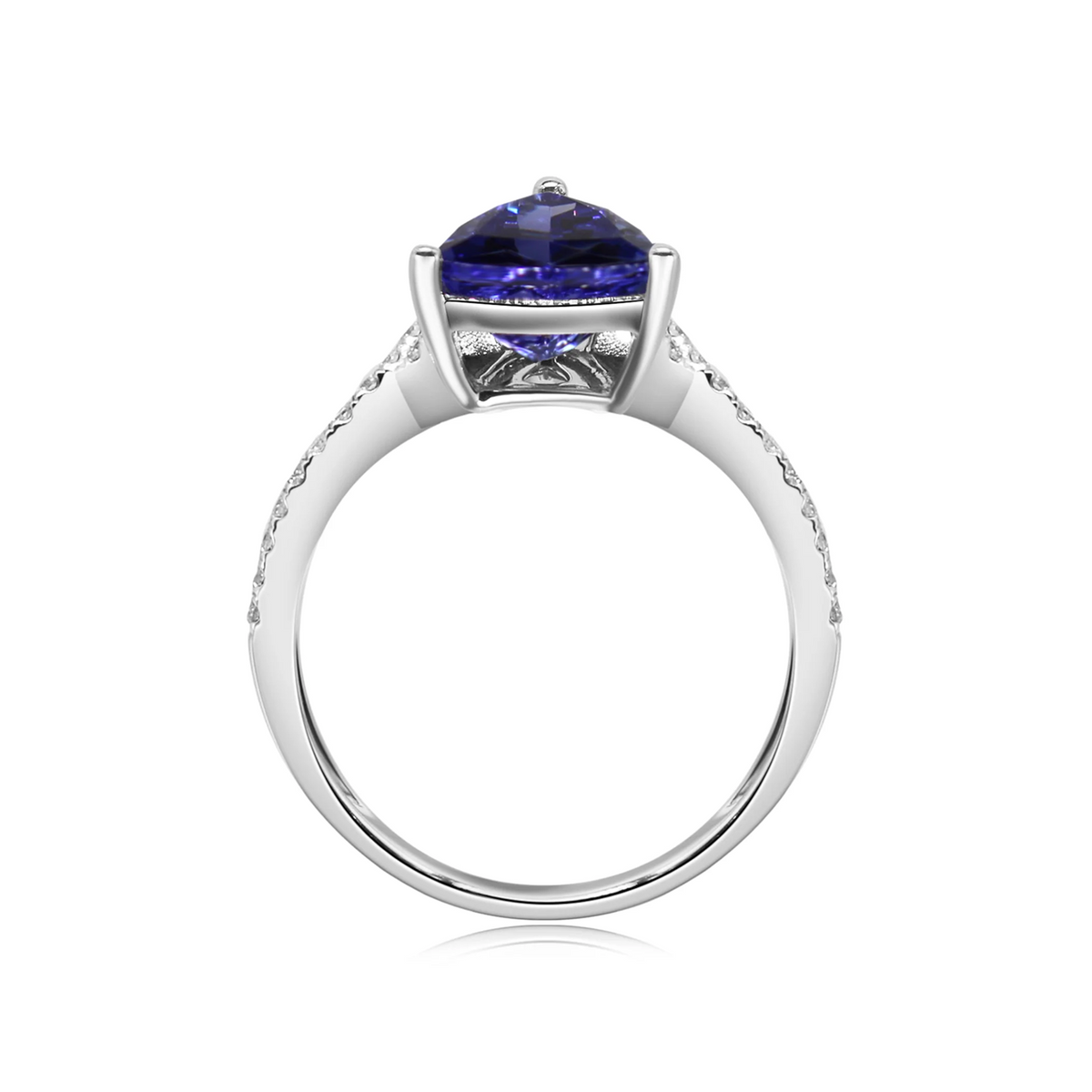Shimansky 1.3 TCW Trilliant Tanzanite Pave Ring in 14K White Gold Side View