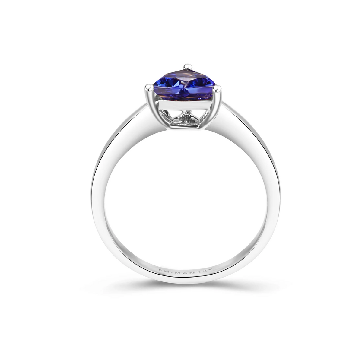 Shimansky 0.9ct Tanzanite Trilliant Solitaire Ring in 14K White Gold Side View