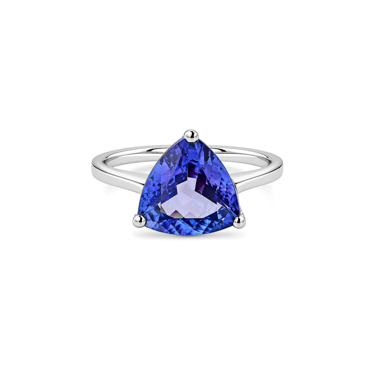 Shimansky 3ct Trilliant Tanzanite Solitaire Ring in 18K White Gold - Front View #Metal_White Gold