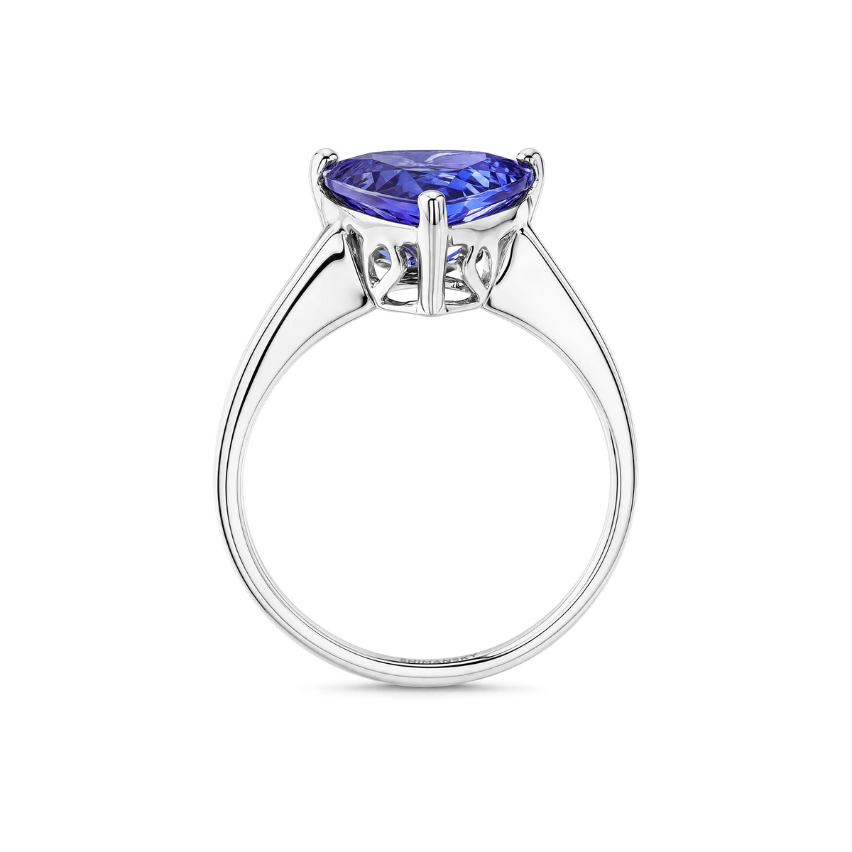 Shimansky 3ct Trilliant Tanzanite Solitaire Ring in 18K White Gold - Side View #Metal_White Gold