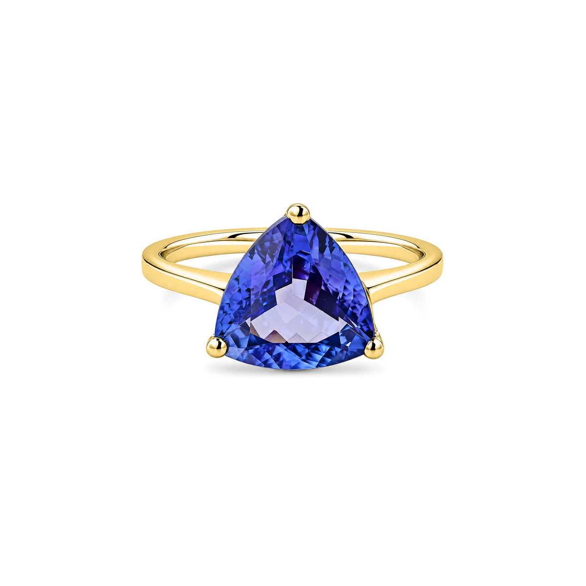 Shimansky 3ct Trilliant Tanzanite Solitaire Ring in 18K Yellow Gold - Front View #Metal_Yellow Gold