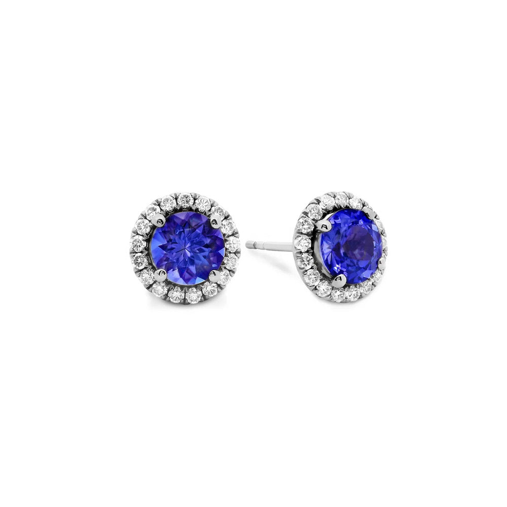 Boucles d'oreilles halo de tanzanite