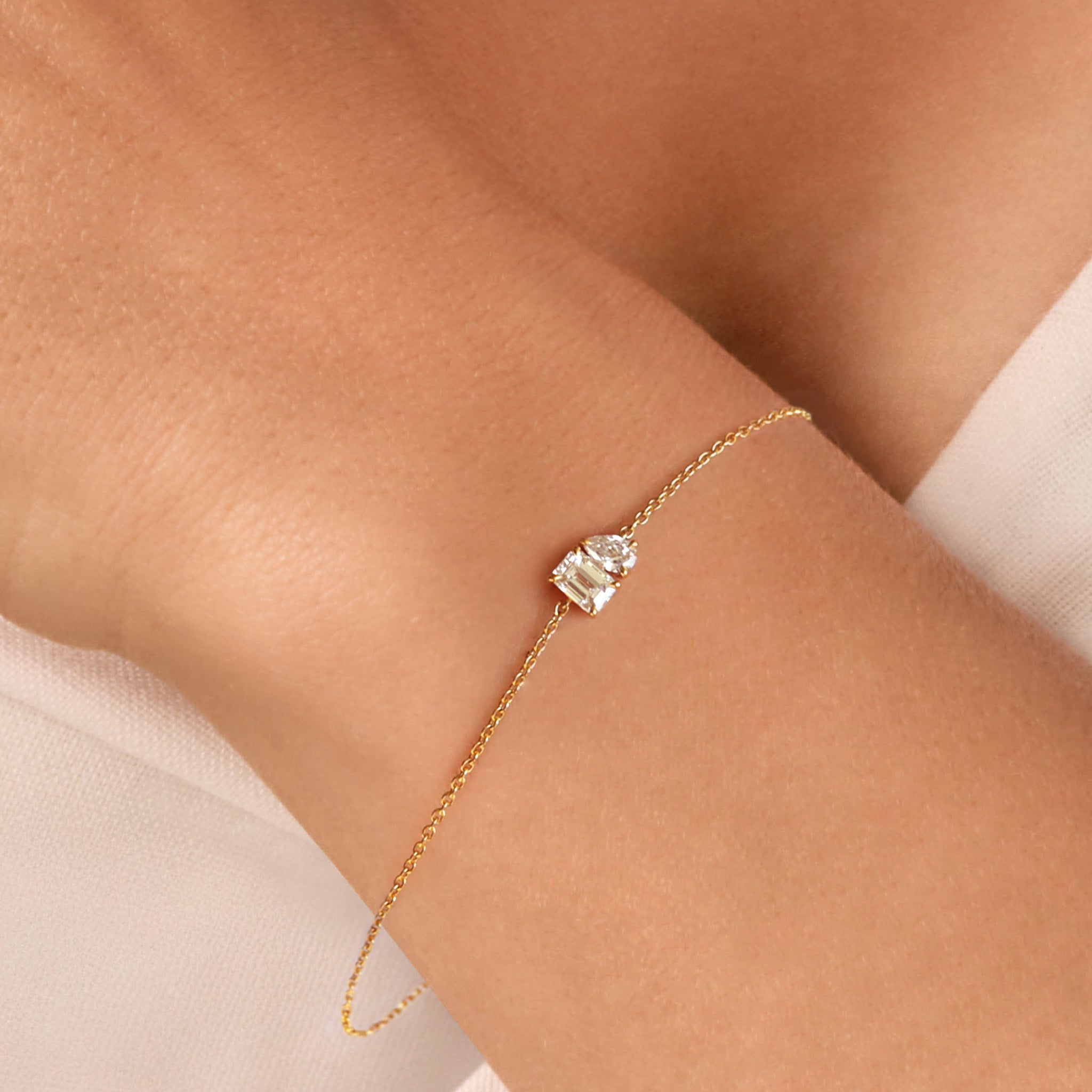 Shimansky 0.3 TCW Toi et Moi Diamond Bracelet 14K Yellow Gold Model View