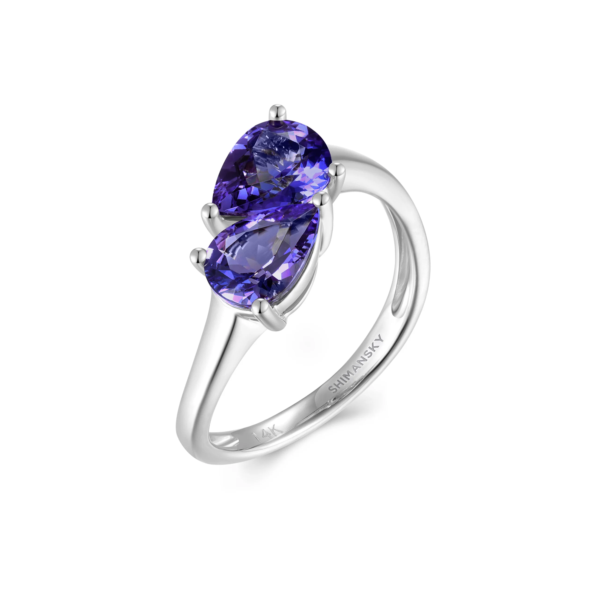 Shimansky 2.1ct Toi et Moi Tanzanite Ring in 14K White Gold - 3D View #Metal_White Gold #card-first