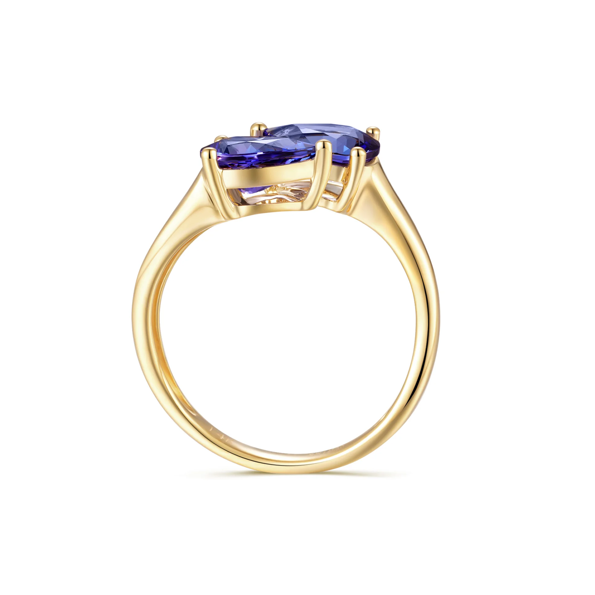 Shimansky 2 TCW Toi et Moi Tanzanite Ring 14K Yellow Gold Side View #Metal_Yellow Gold
