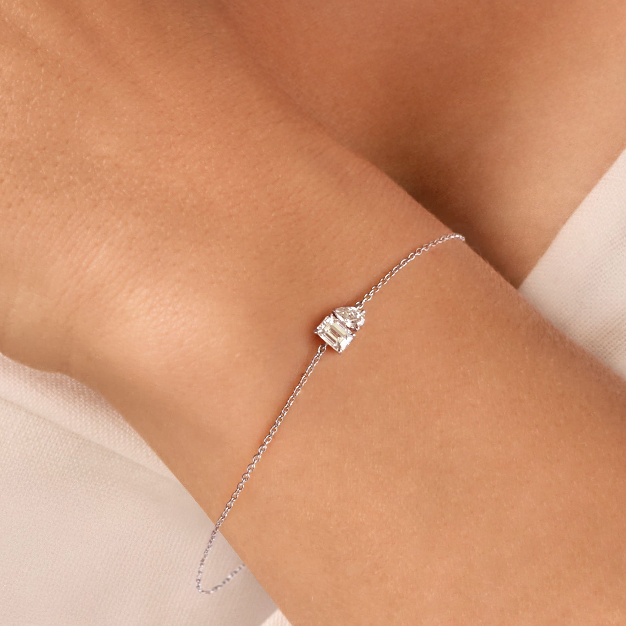 Shimansky 0.3 TCW Toi et Moi Diamond Bracelet 14K White Gold Model View