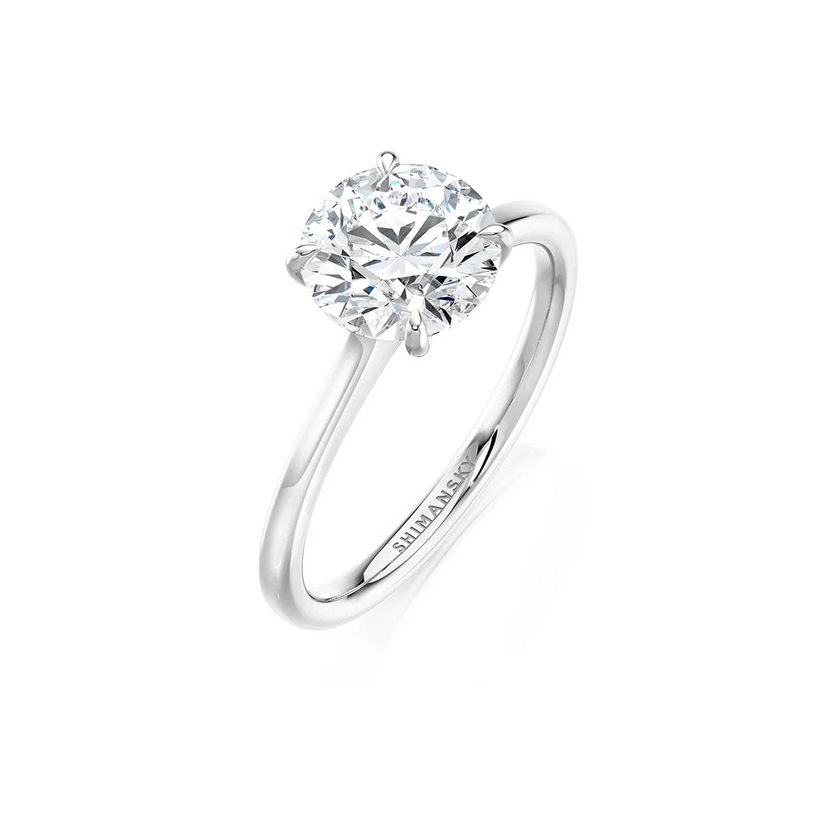 Shimansky Victoria Solitaire Diamond Engagement Ring Platinum - 3D View #Metal_Platinum #Carat Weight_2 #card-first