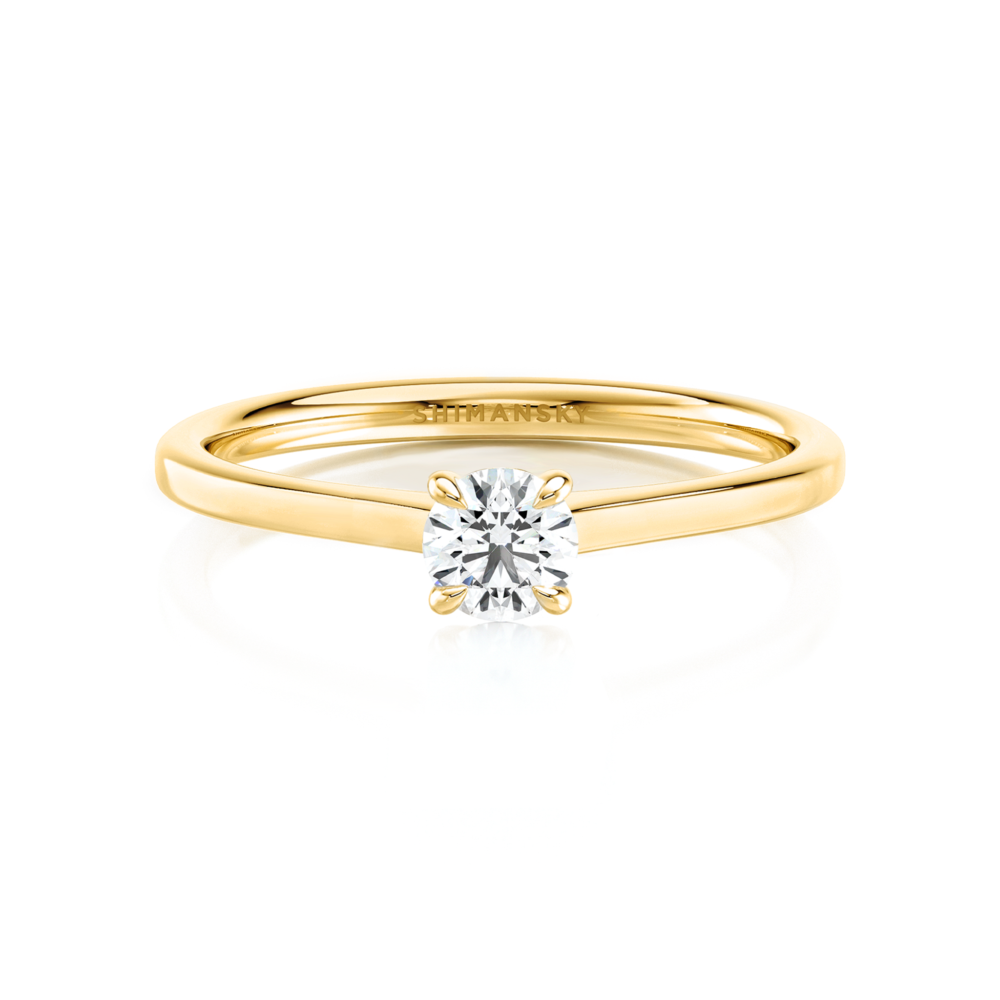 Shimansky 0.3ct Raised Victoria Solitaire Diamond Ring in 18K Yellow Gold Front View