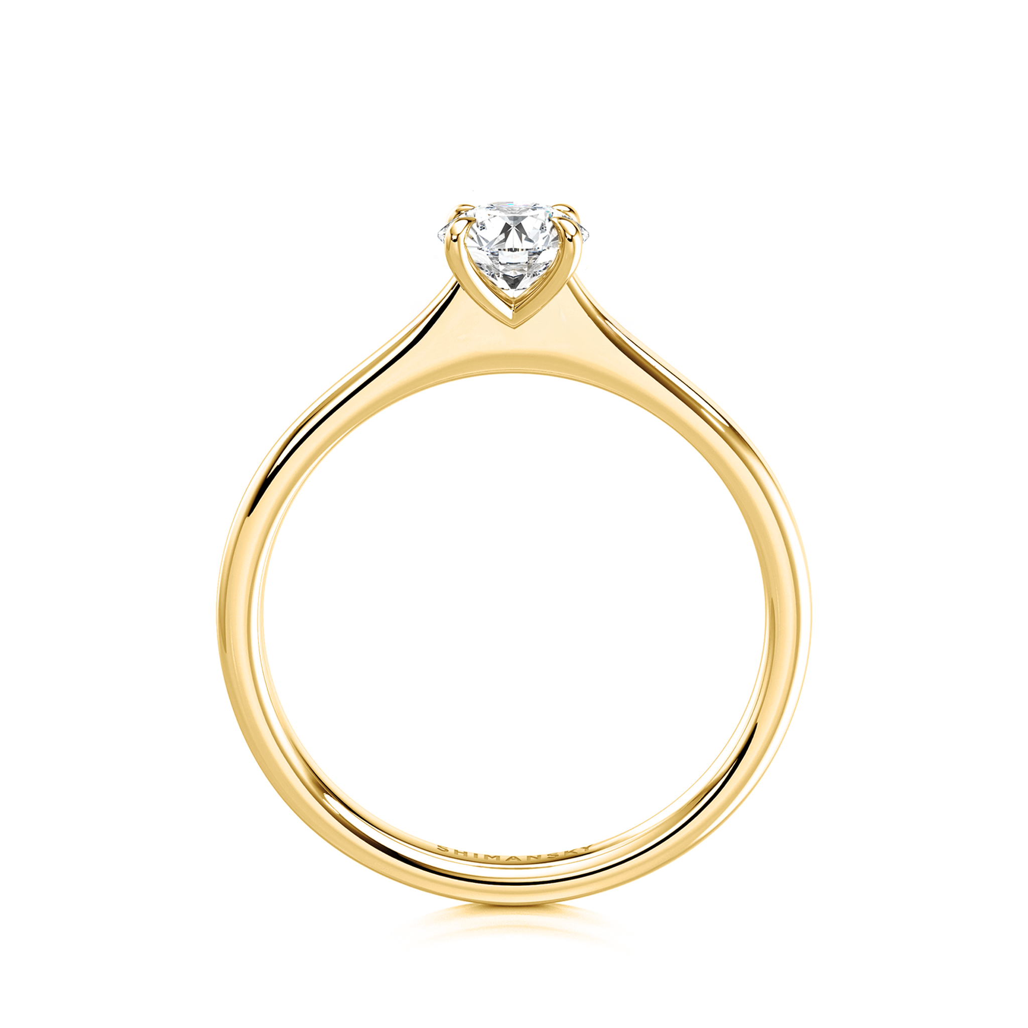 Shimansky 0.3ct Raised Victoria Solitaire Diamond Ring in 18K Yellow Gold Side View