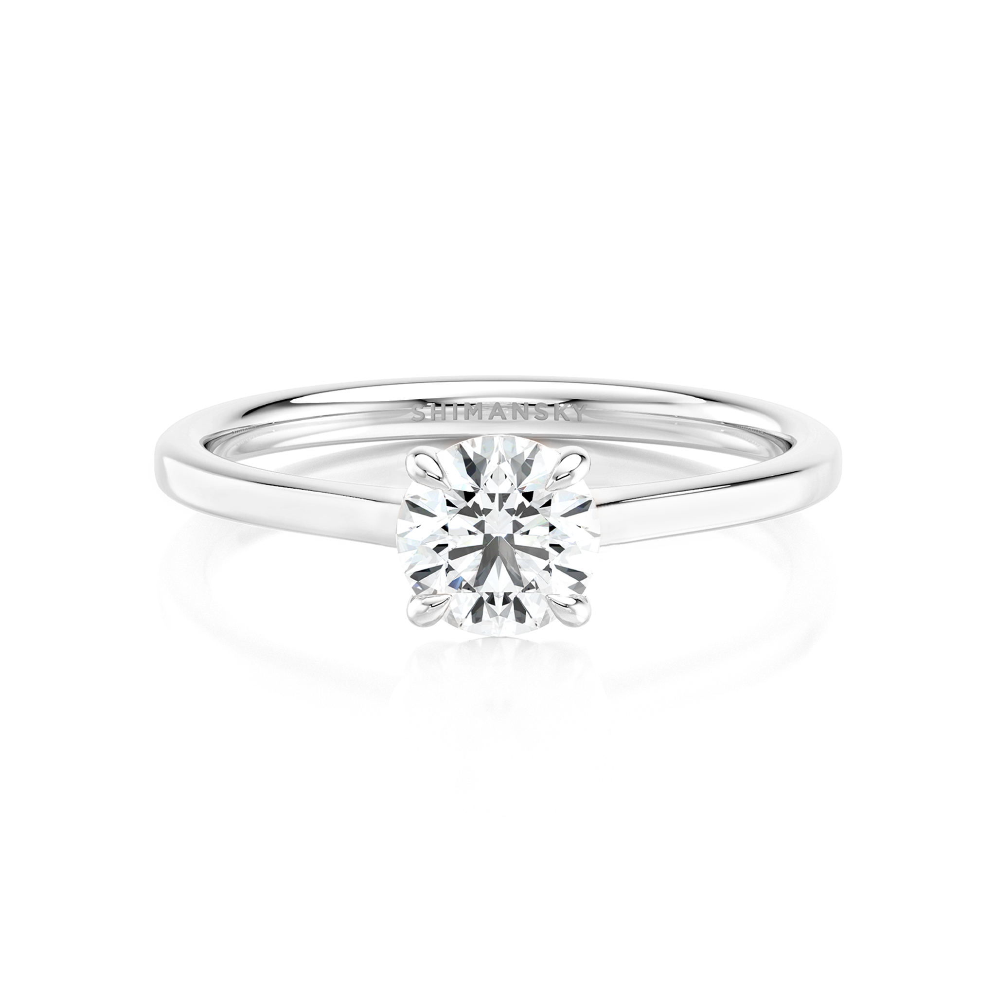 Shimansky 0.7ct Raised Victoria Solitaire Diamond Ring in 18K White Gold Front View