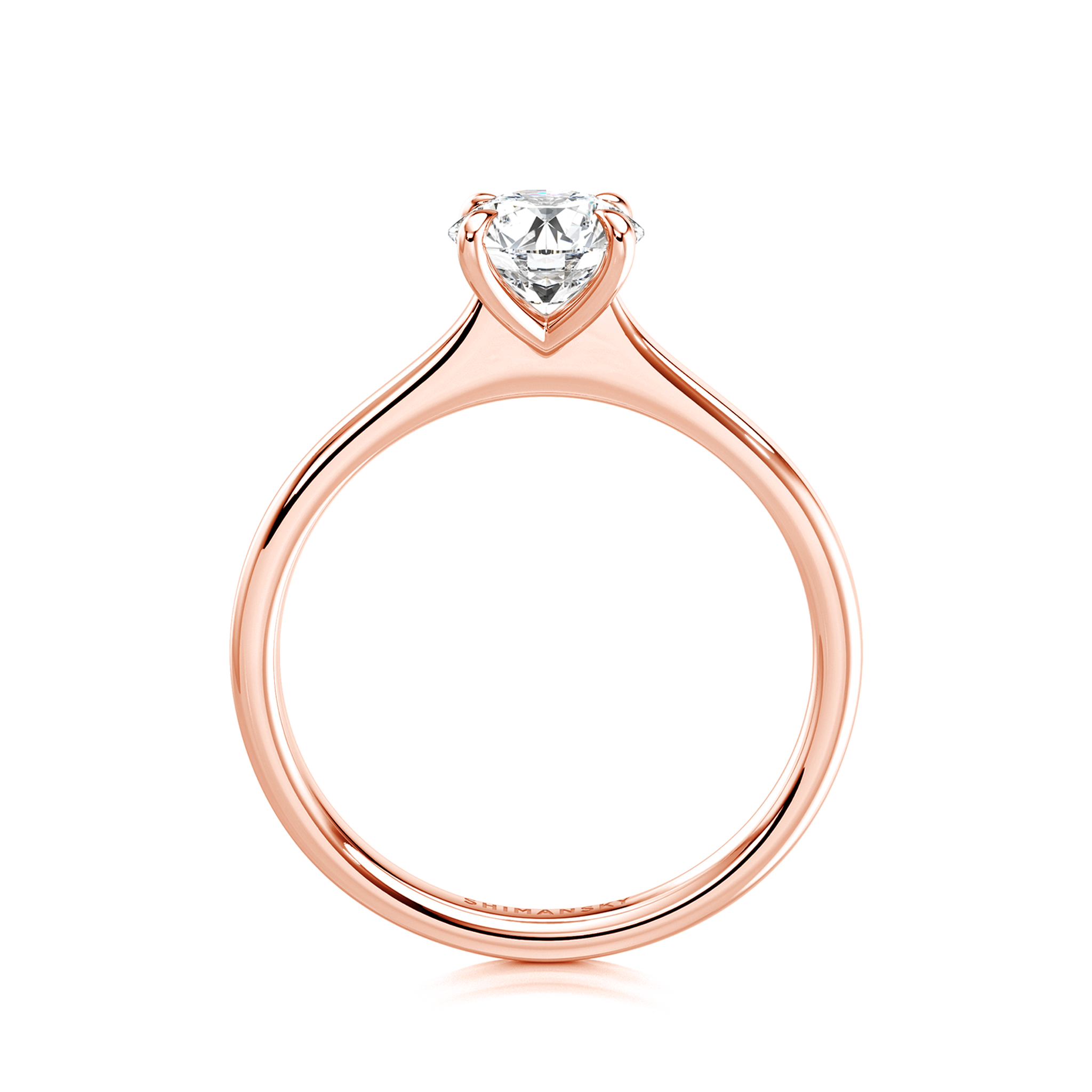 Shimansky 0.7ct Raised Victoria Solitaire Diamond Ring in 18K Rose Gold Side View