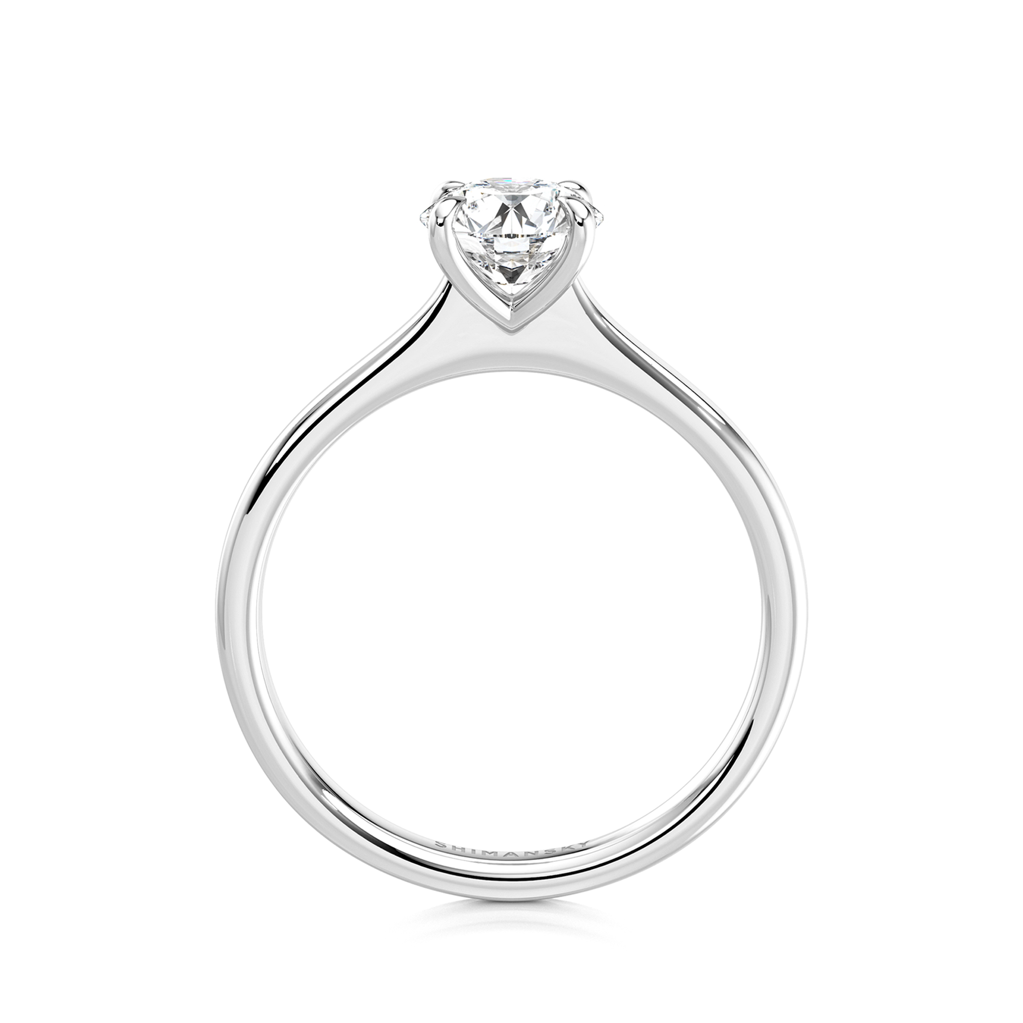 Shimansky 0.7ct Raised Victoria Solitaire Diamond Ring in 18K White Gold Side View