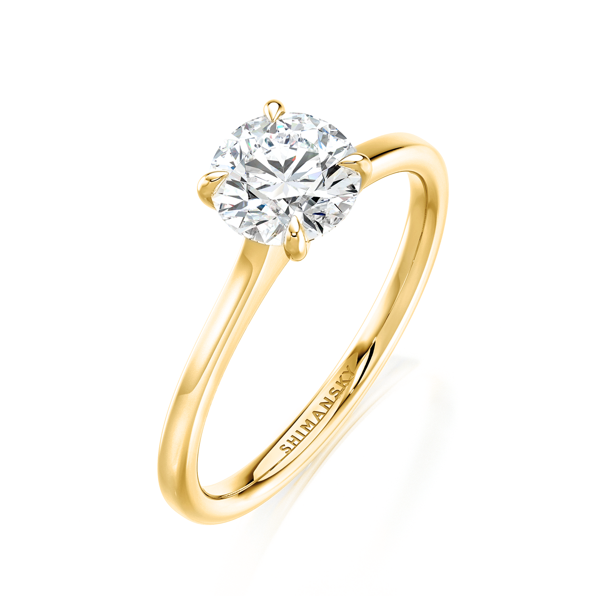 Shimansky 1ct Raised Victoria Solitaire Diamond Ring in 18K Yellow Gold 3D View