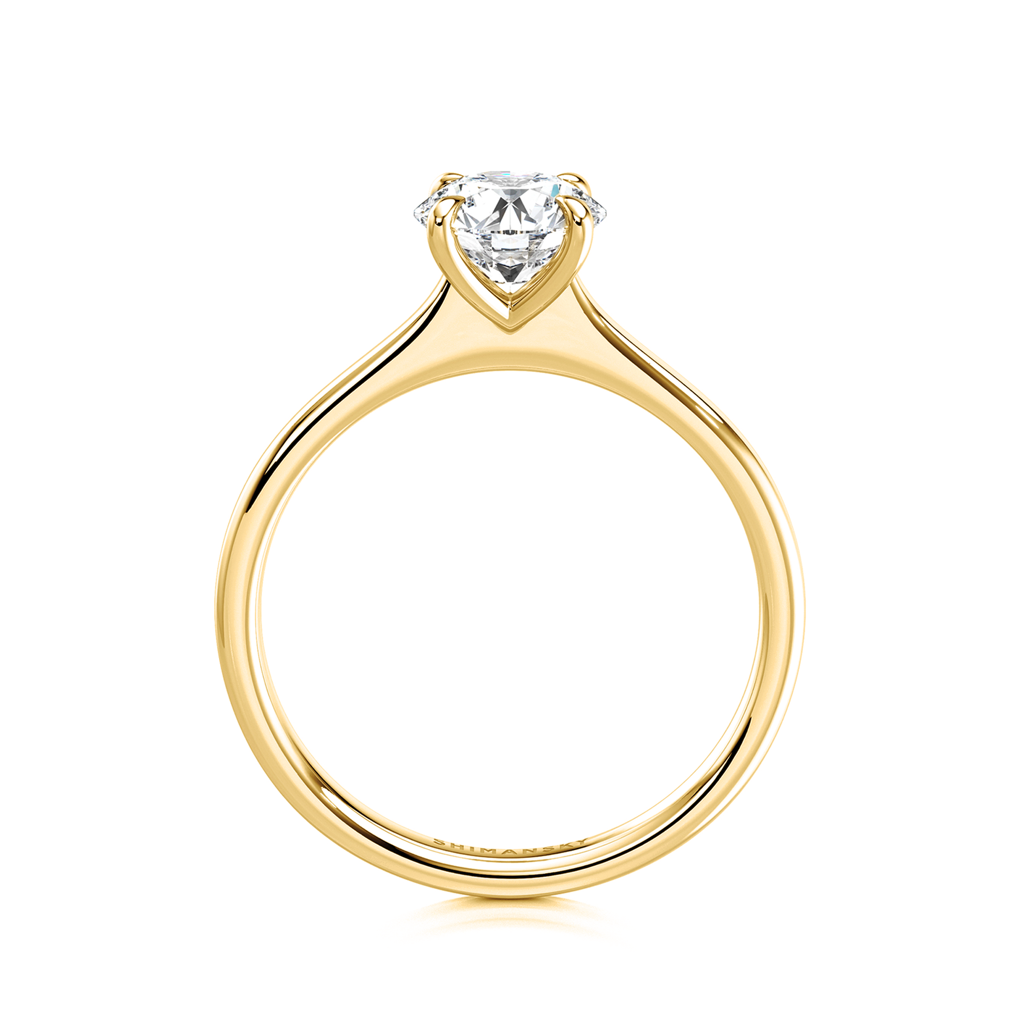 Shimansky 1ct Raised Victoria Solitaire Diamond Ring in 18K Yellow Gold Side View