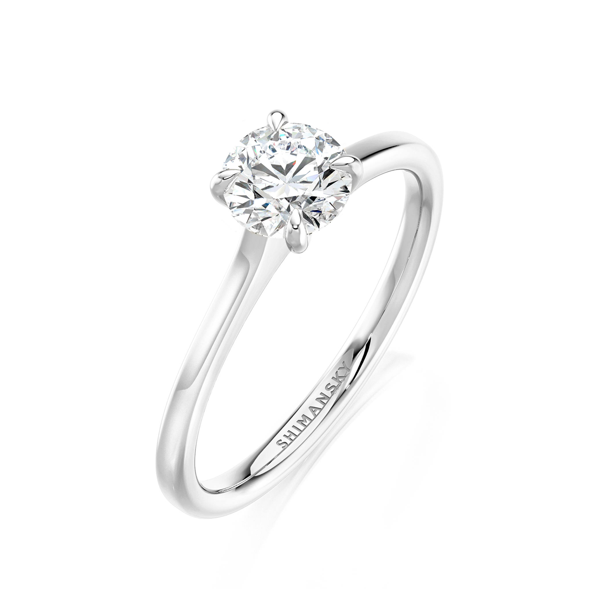 Shimansky 0.7ct Raised Victoria Solitaire Diamond Ring in 18K White Gold 3D View