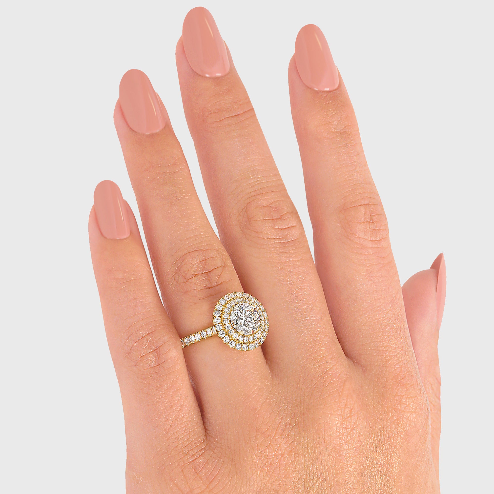 Shimansky 1.5 TCW Double Halo Microset Eight Hearts Ring in 18K Gold Model View