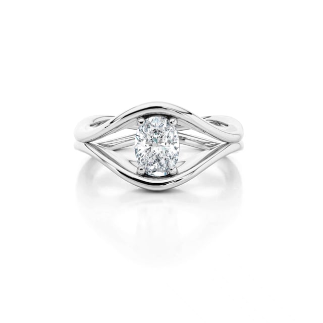 Shimansky 1ct Oval Diamond Double Silhouette Engagement Ring Crafted in 18K White Gold 360 Video