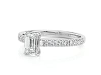 Shimansky 0.9 TCW Emerald Diamond Microset Engagement Ring Platinum 360 Video