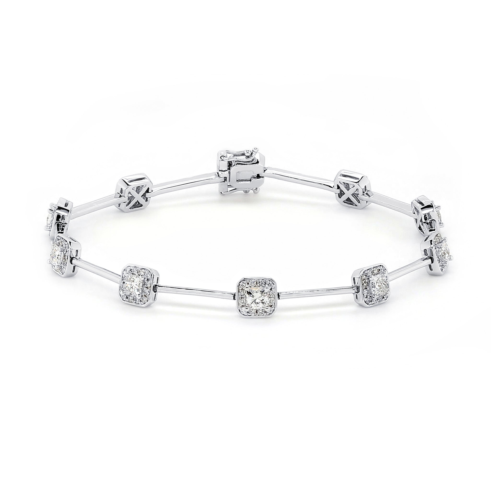 Shimansky - My Girl Halo Station Bracelet 3.97ct Crafted in 18K White Gold
