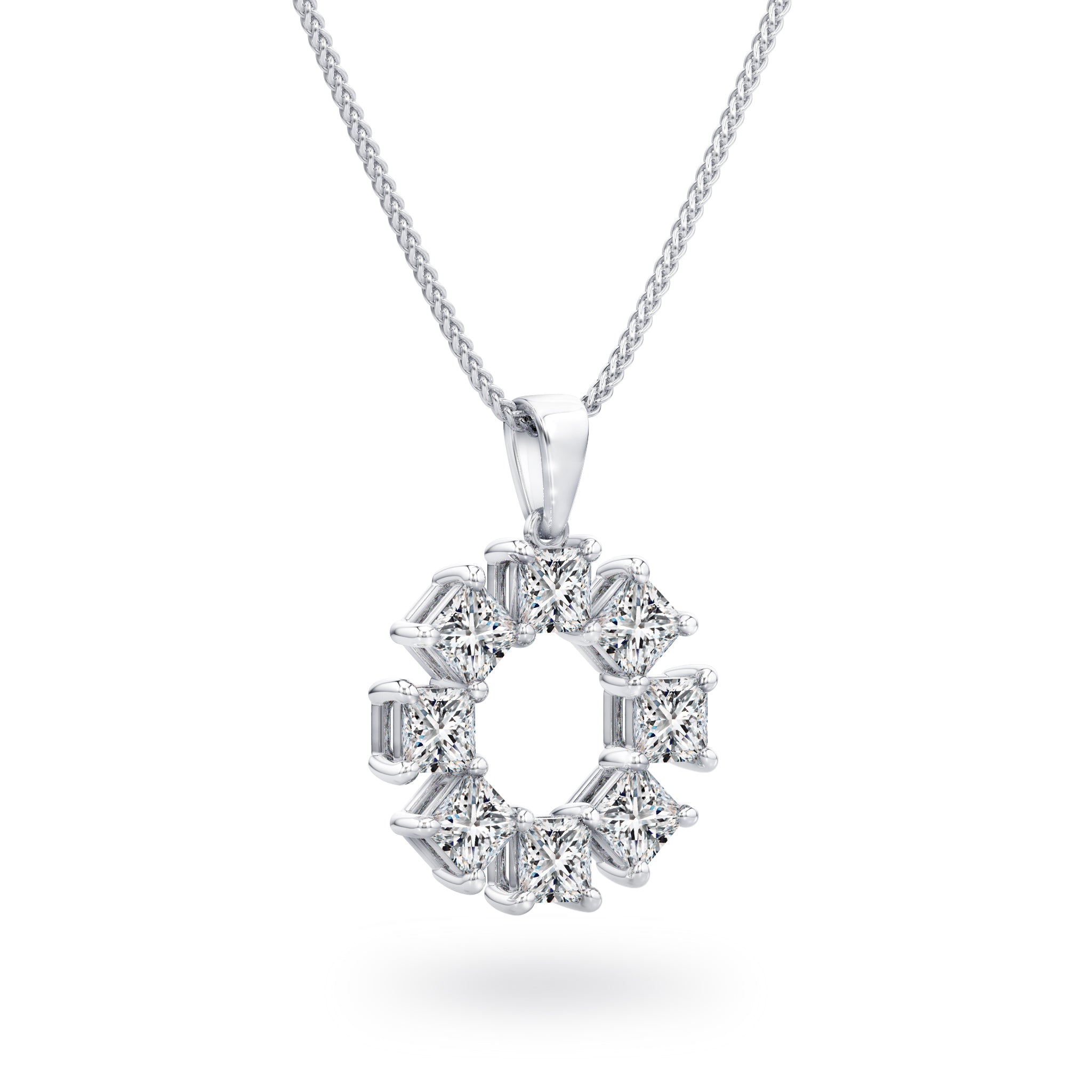 Shimansky 1 TCW My Girl Lucky 8 Diamond Pendant in 18K White Gold 3D View