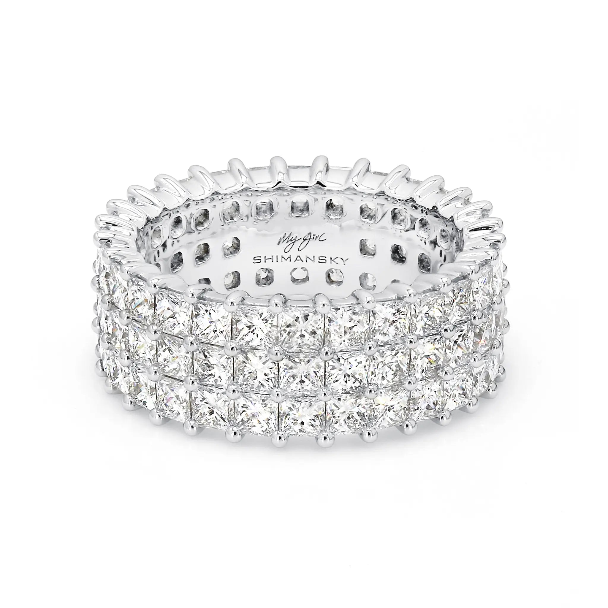 Shimansky - My Girl Claw set 3 Row Full Eternity Diamond Ring 5.00ct Crafted in 18K White Gold