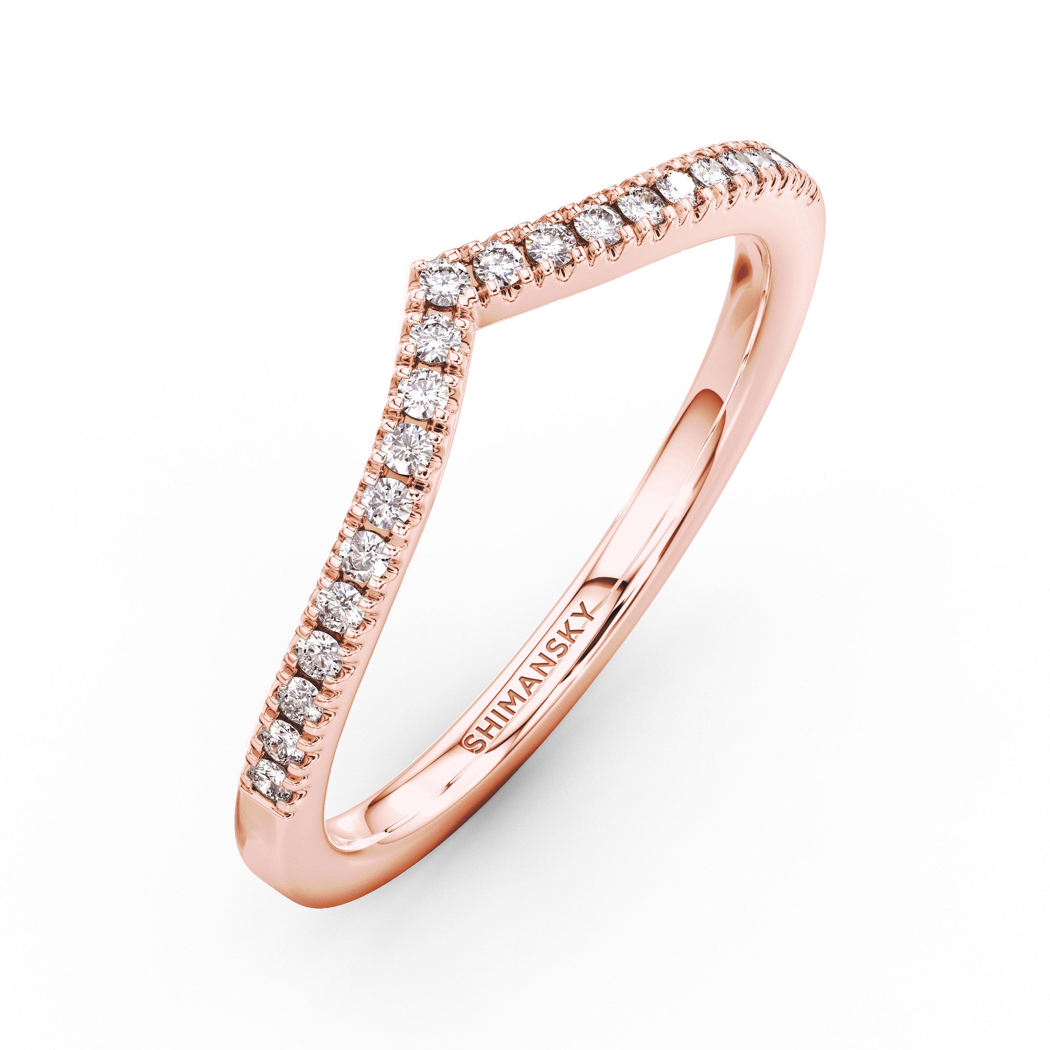 Shimansky - Wishbone Ladies Wedding Band Crafted in 18K Rose Gold