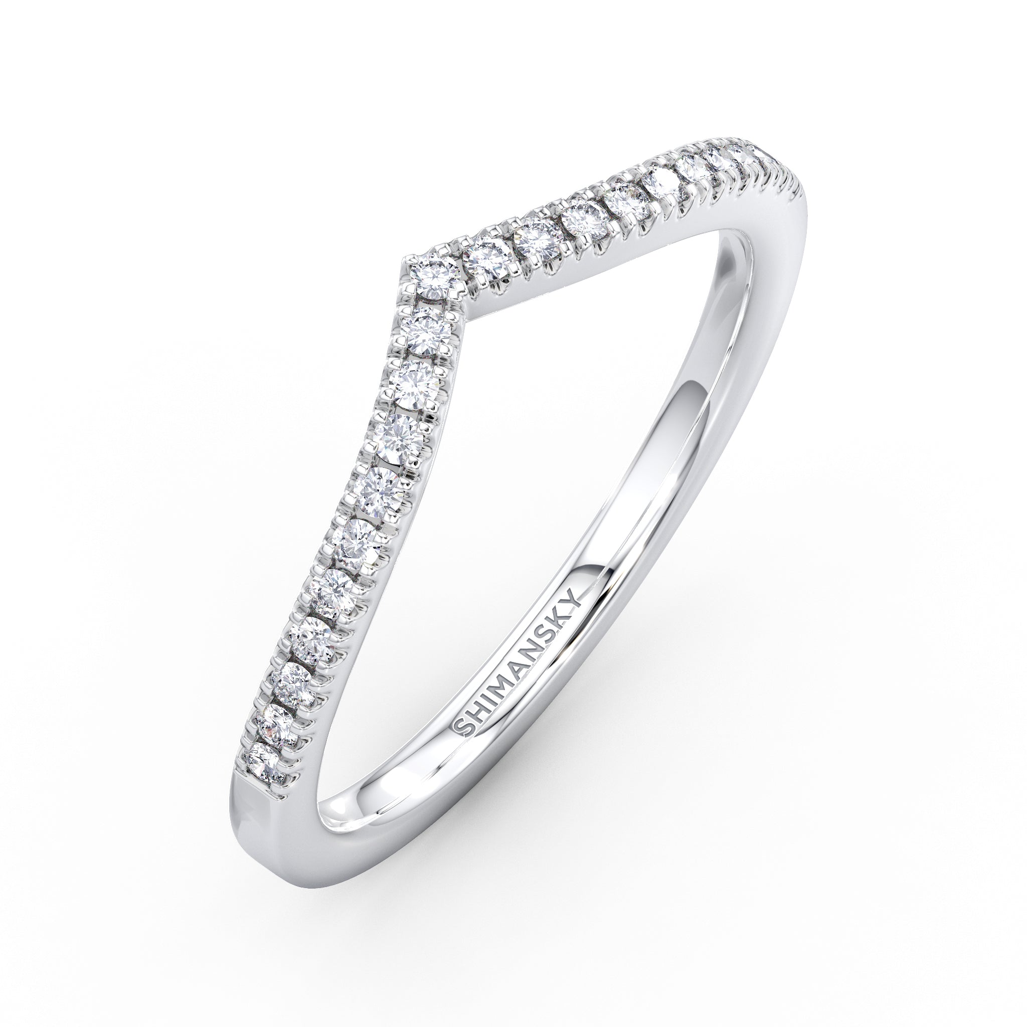 Shimansky - Wishbone Ladies Wedding Band Crafted in 18K White Gold