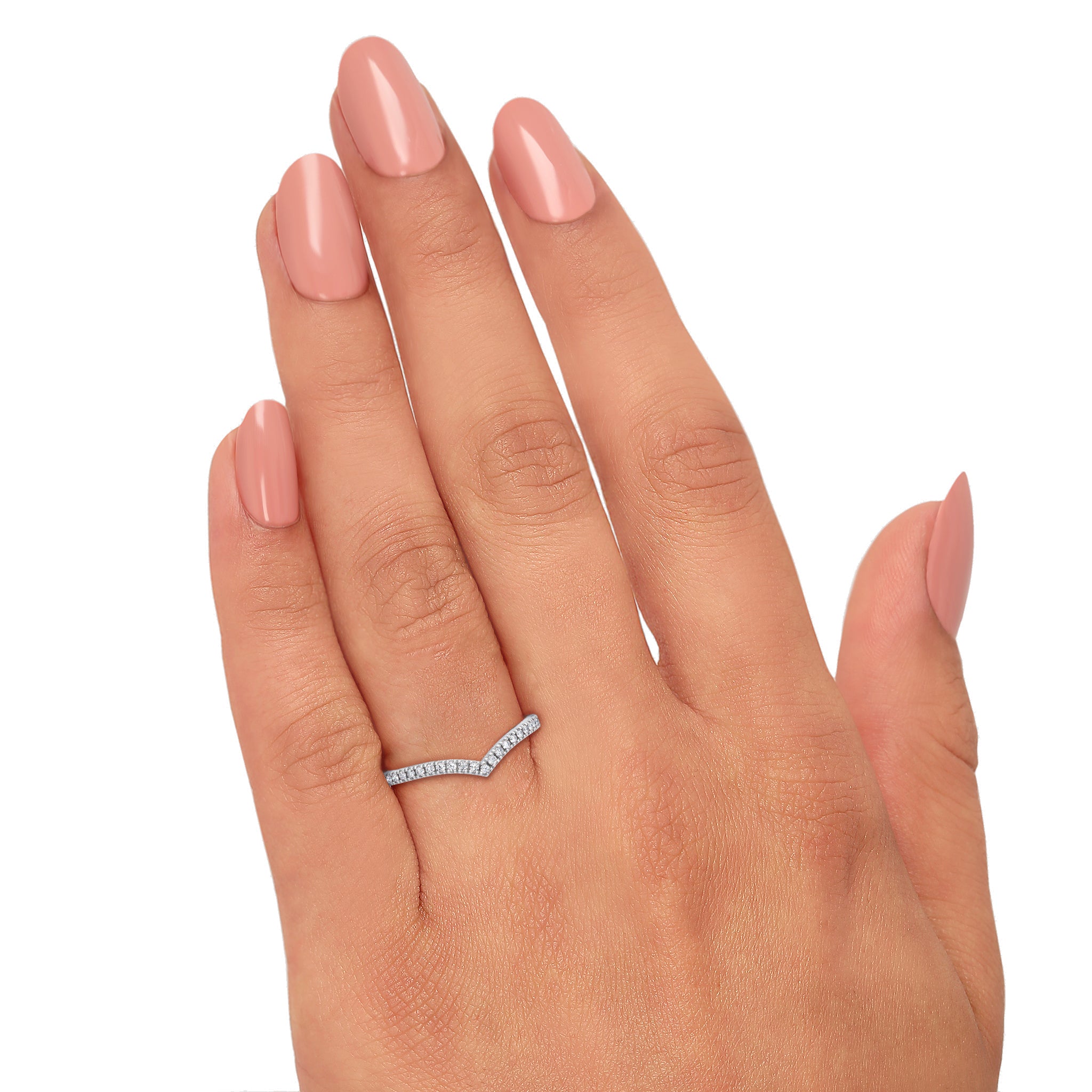 Shimansky - Women Wearing the Wishbone Ladies Wedding Band Crafted in 18K White Gold