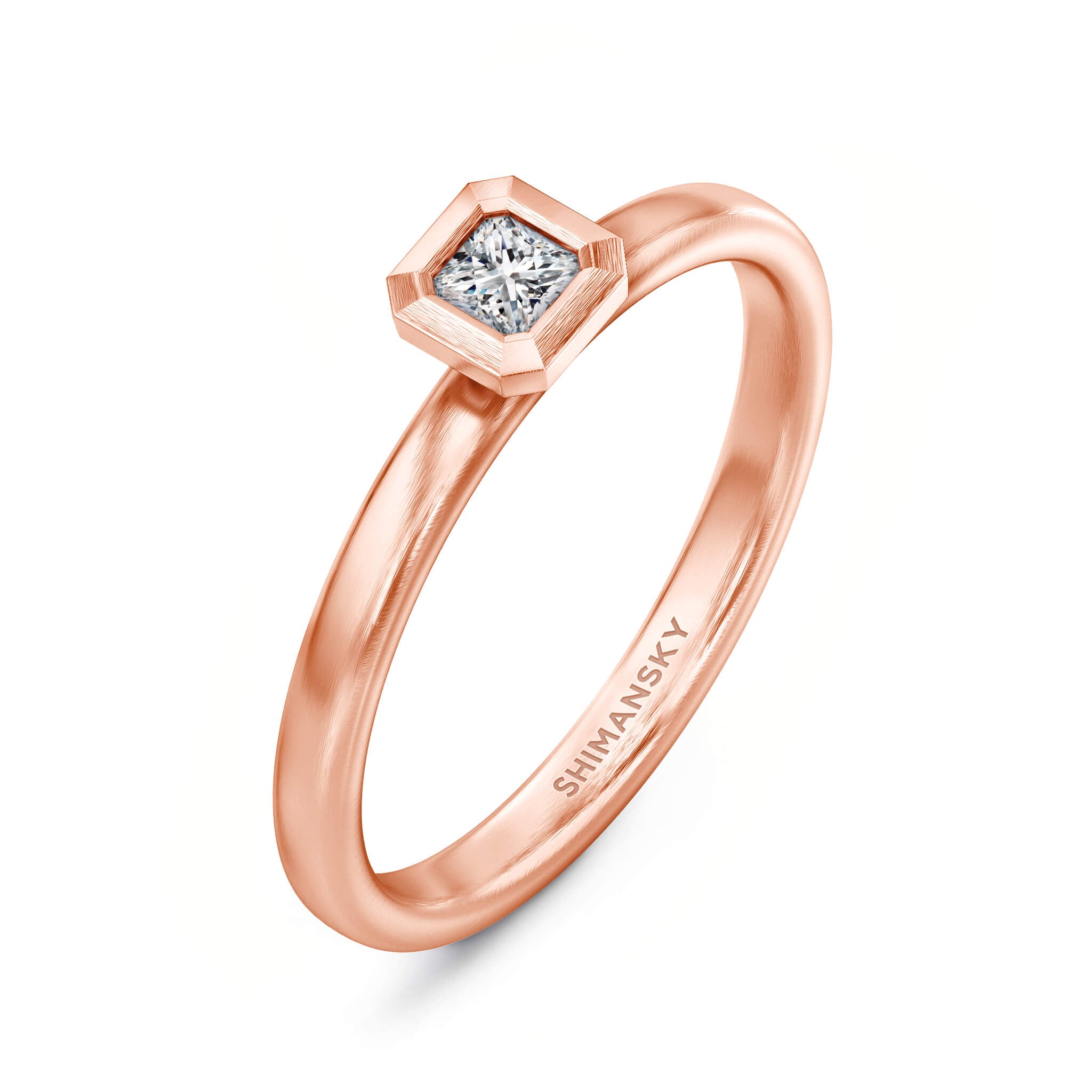 My Girl 0.15 Carat Diamond Tube Set Solitaire Ring | Brushed 18K Rose Gold - SHIMANSKY.CO.ZA