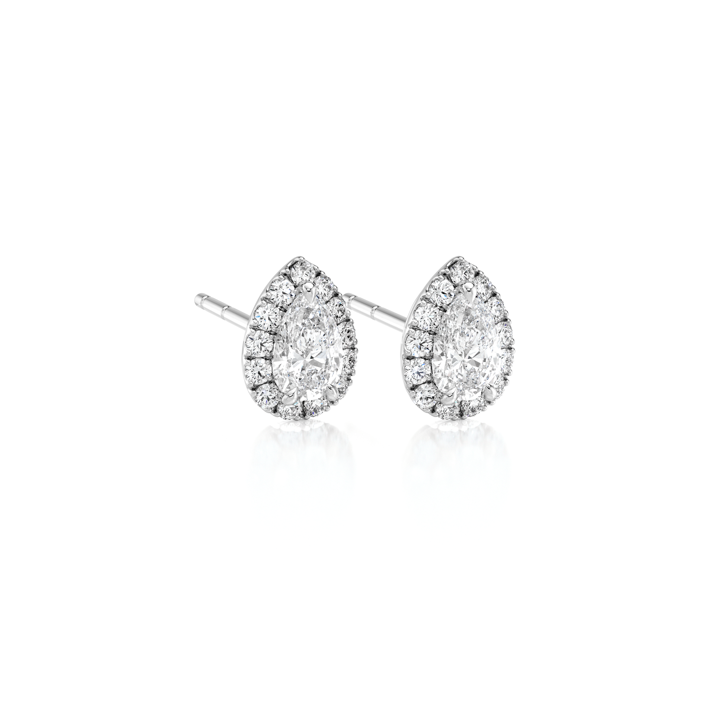 Pear Diamond Microset Halo Earrings