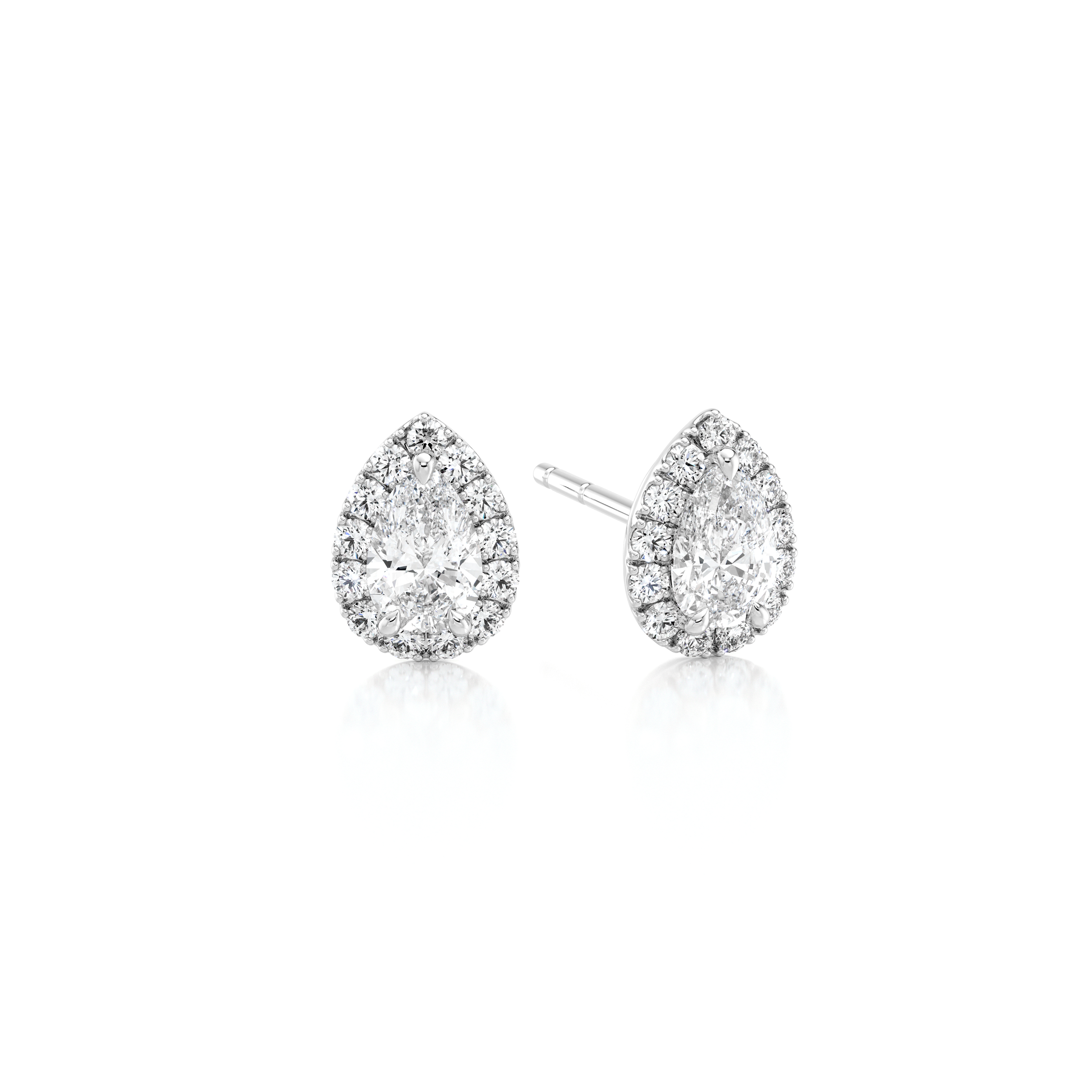 Pear Diamond Microset Halo Earrings